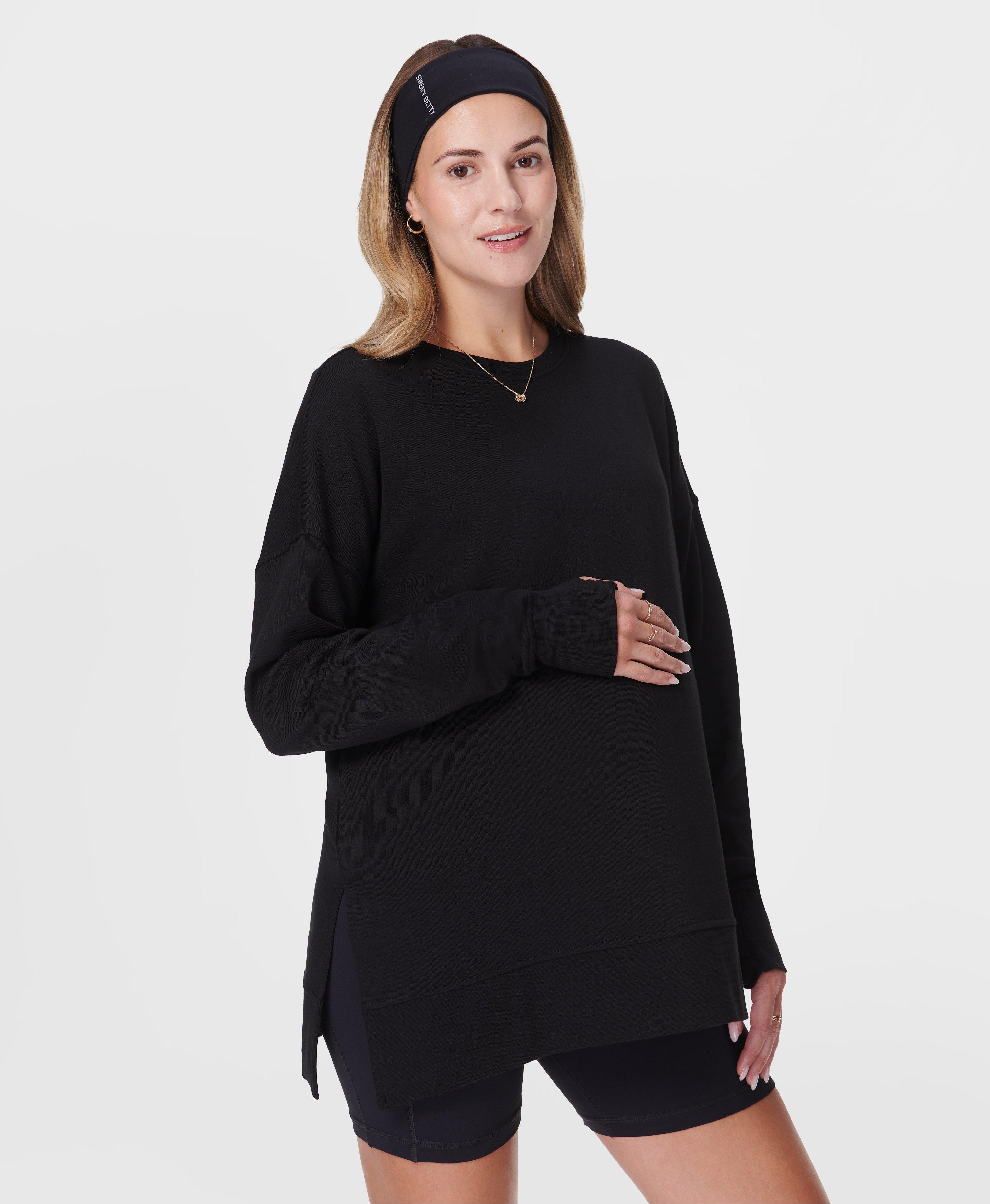 Sweaty Betty After Class Maternity Longline Sweatshirt, Black, Women's XS