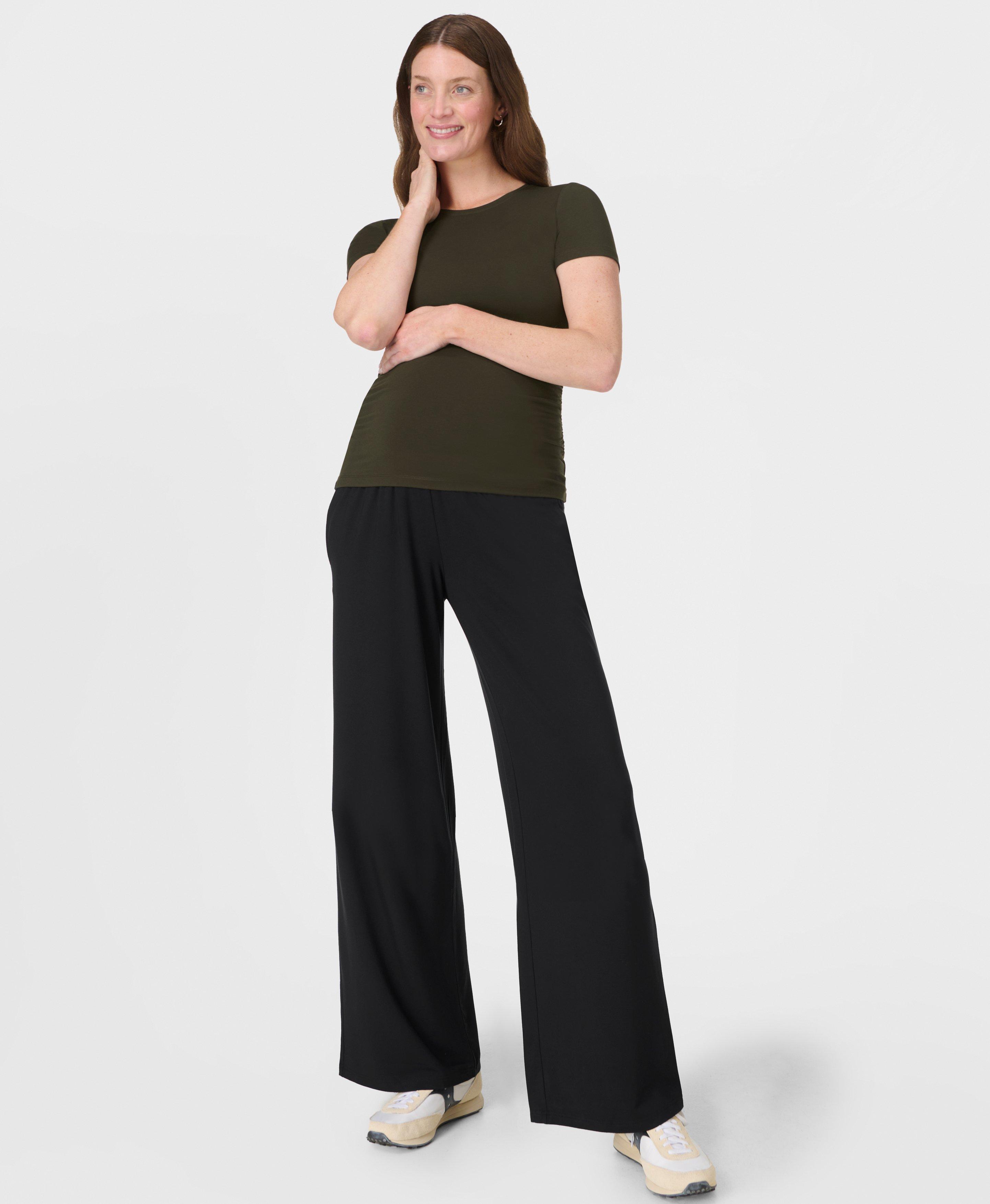 Sweaty Betty Modal Maternity Wide Leg Trousers, Black, Women's XXS
