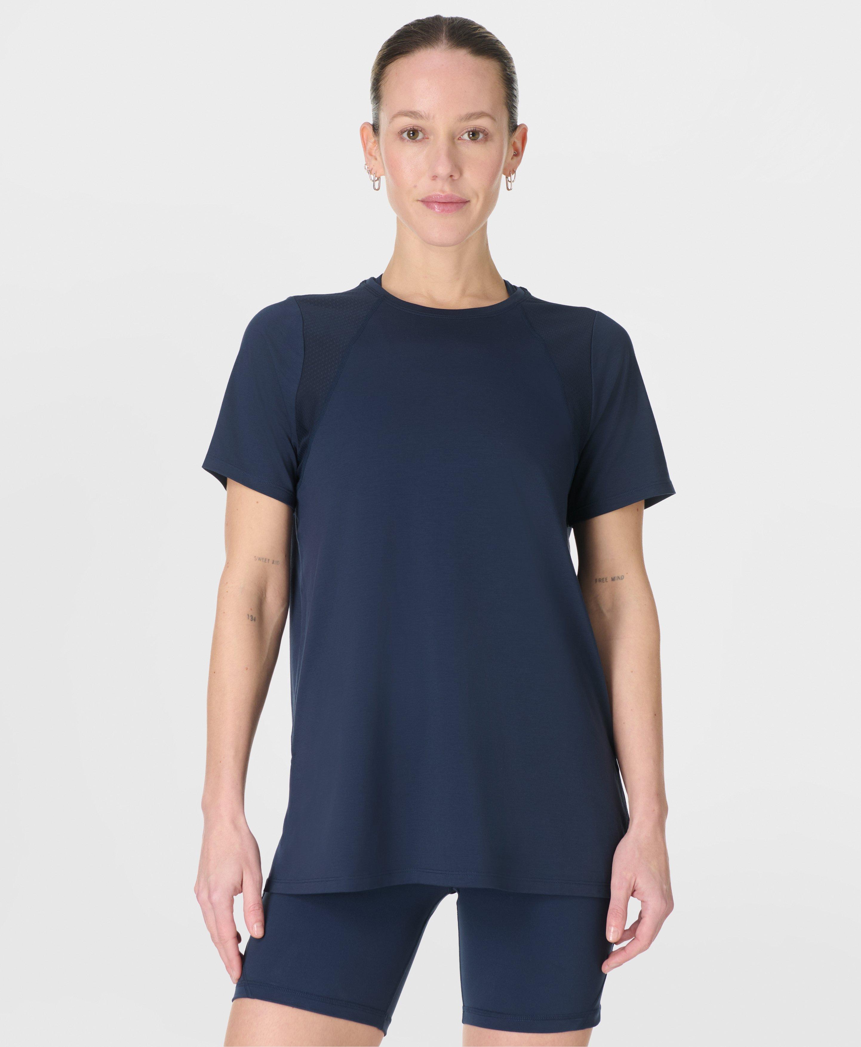 Breathe Easy Longline T-Shirt - Navy Blue | Women's T-Shirts