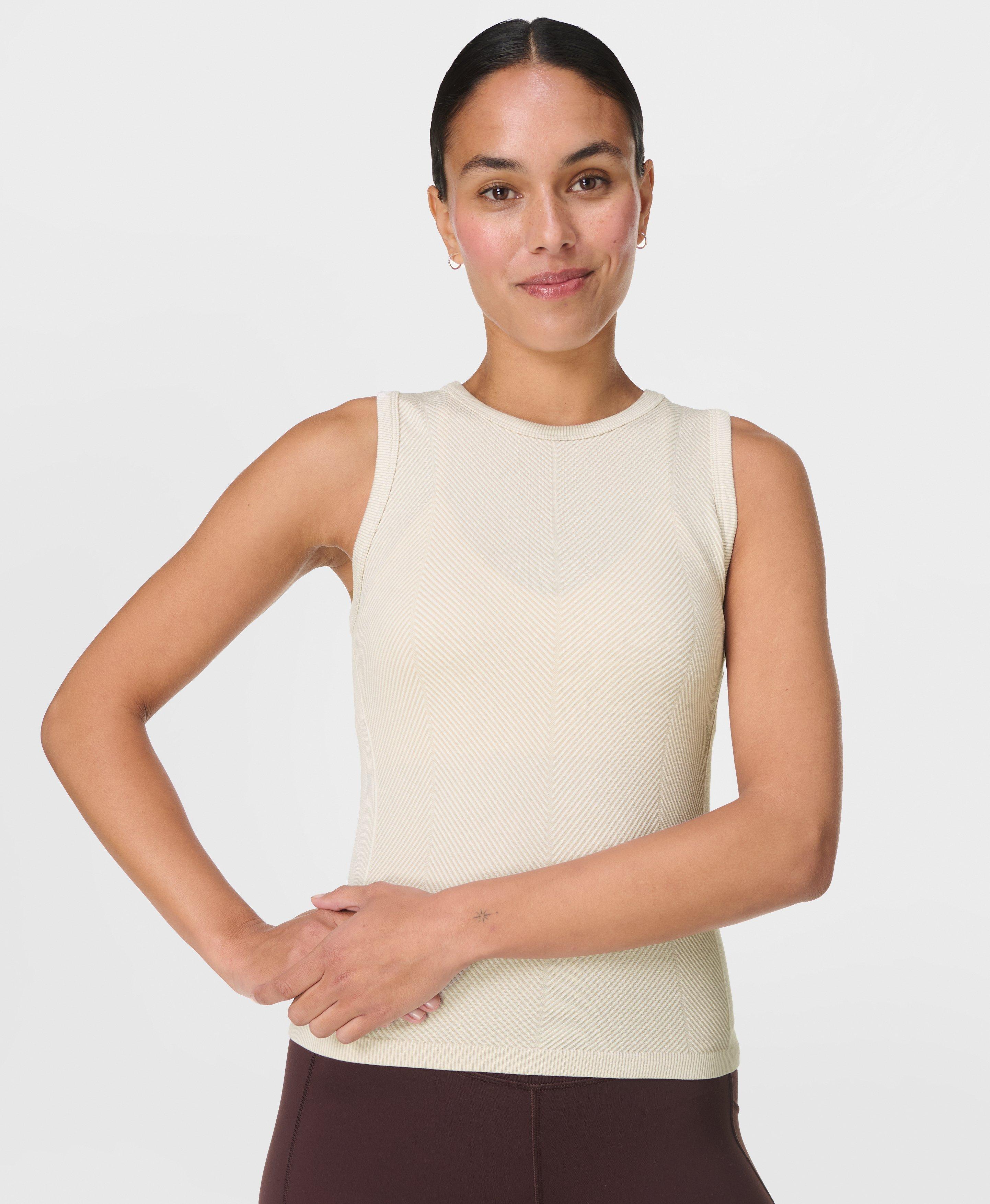 Mindful Flex Rib Tank - Cloud White Dusty Beige | Women's Tanks