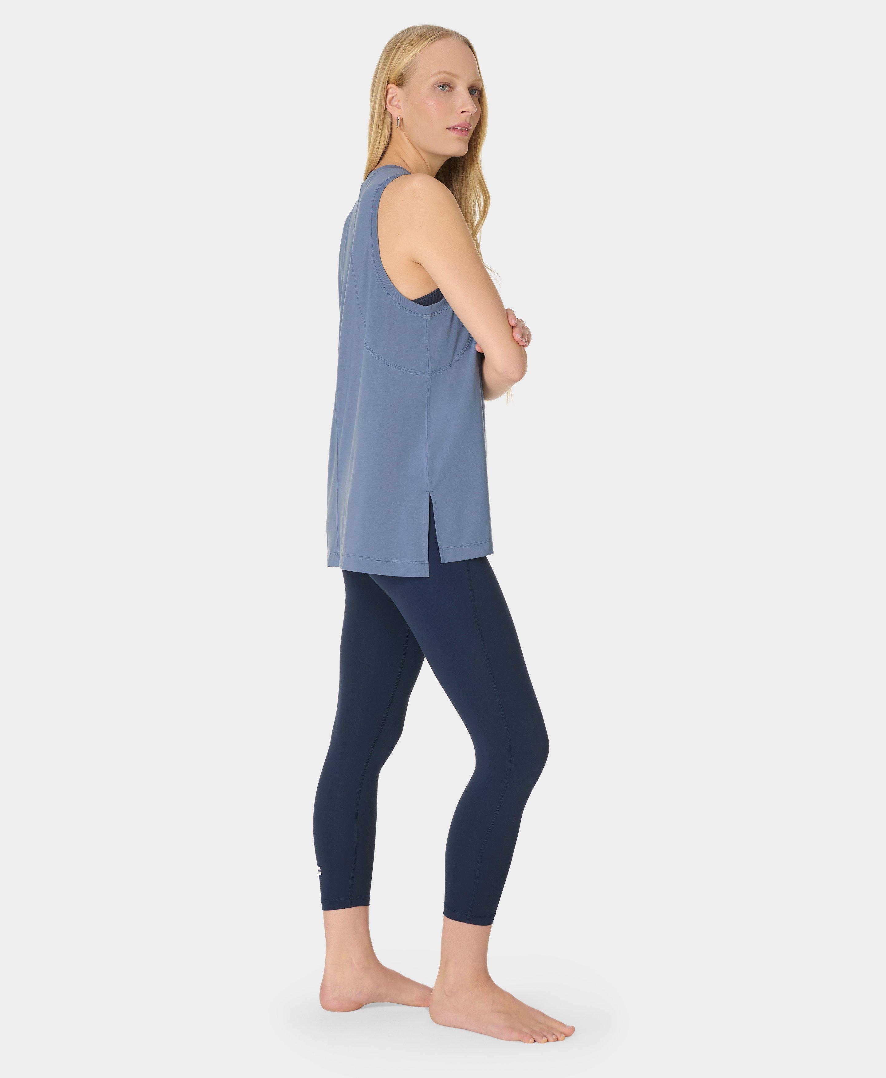 Sweaty Betty Soft Flow Studio Longline Vest, Blue, Women's XS