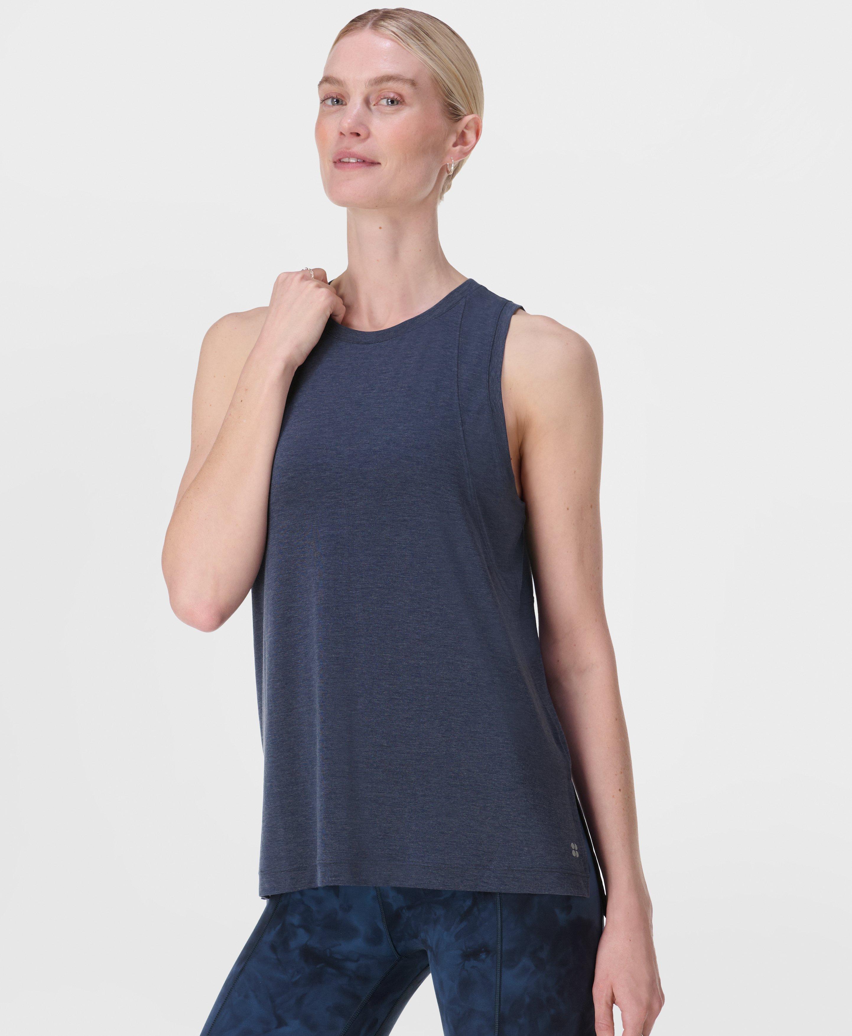 Sweaty Betty Soft Flow Studio Longline Vest Top Blue, Women's XXS