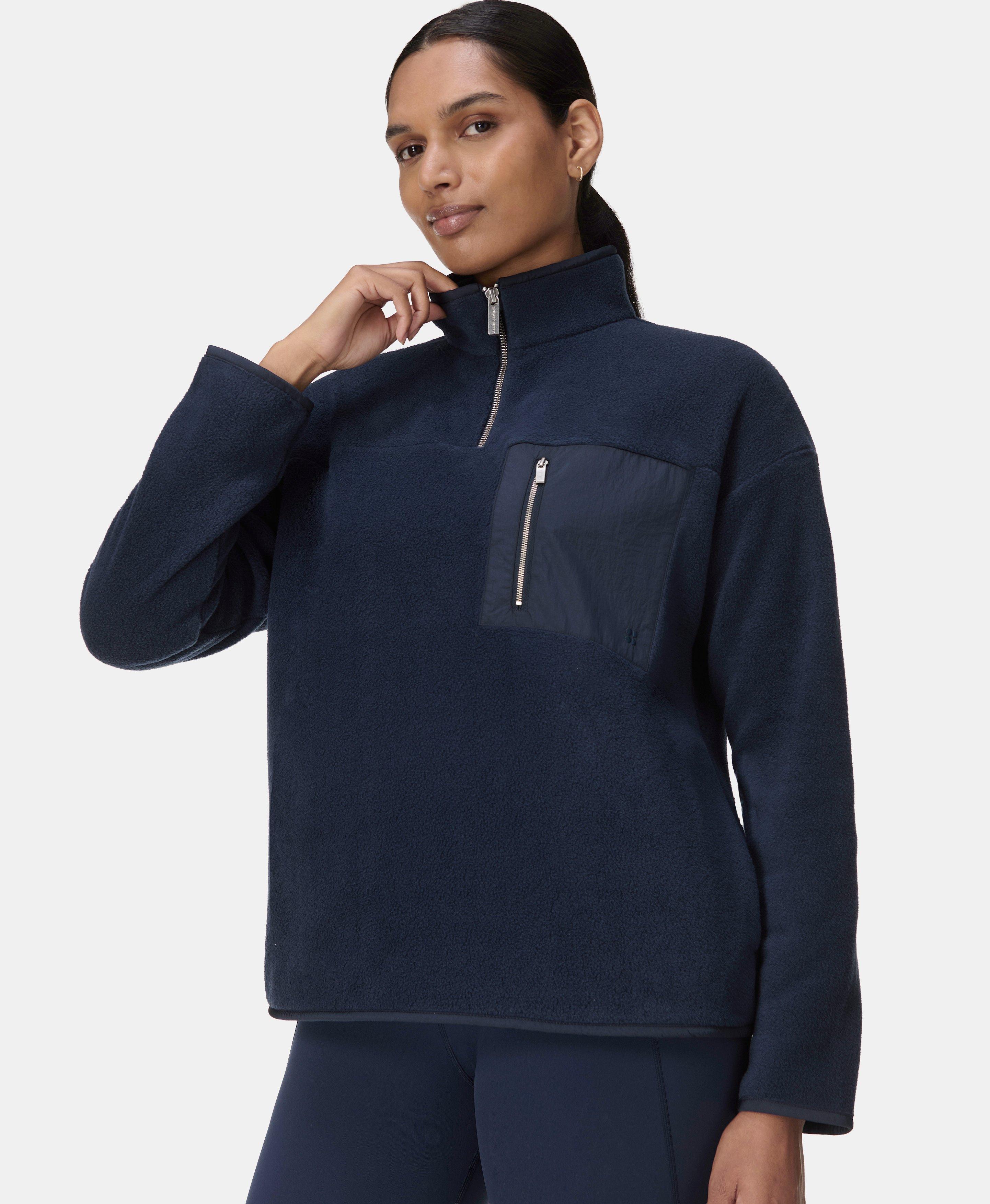 Mallow Half Zip Fleece - Navy Blue | Women's Sweaters + Hoodies