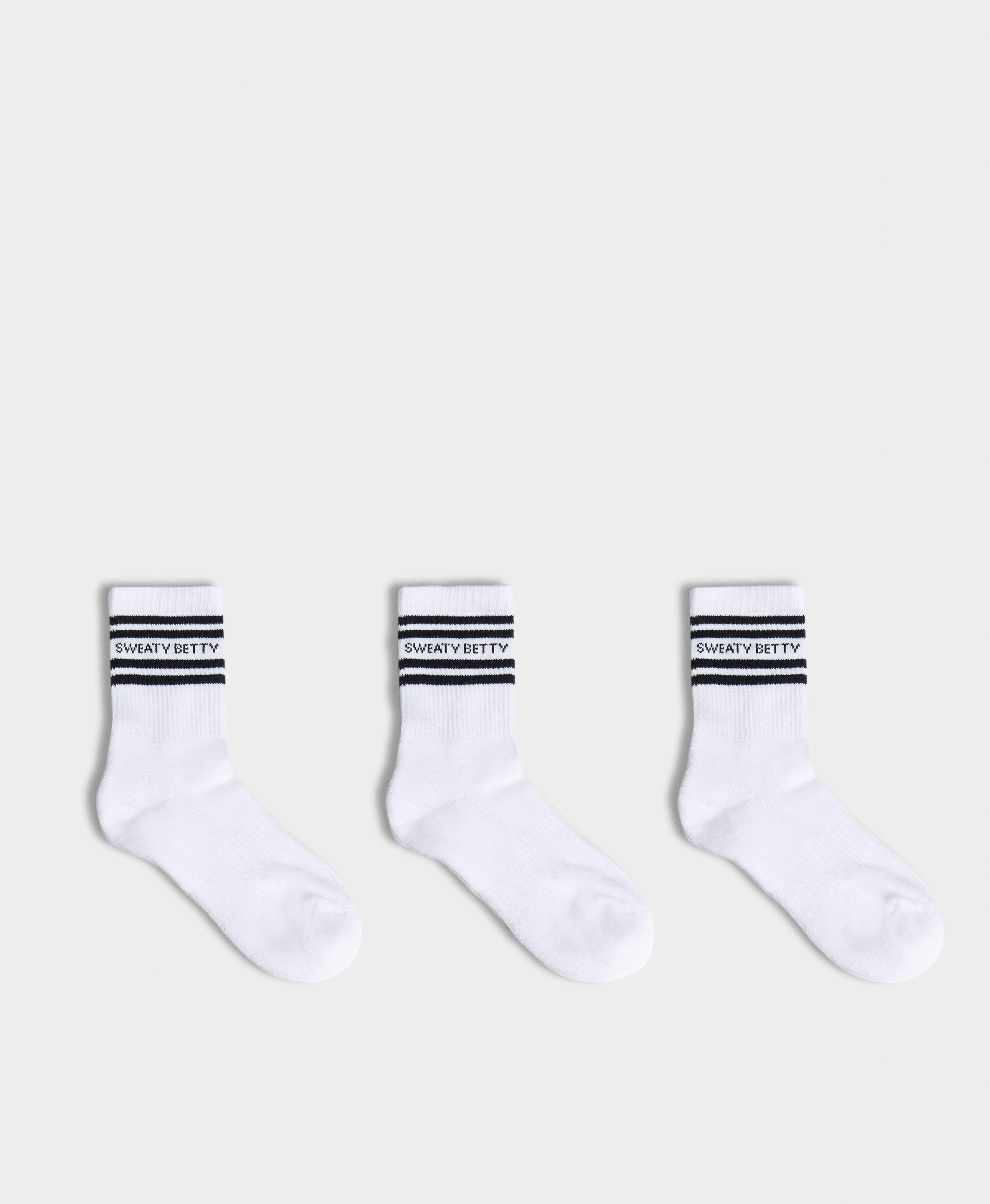 Sweaty Betty Sweaty Betty Varsity Slogan Socks 3 Pack, Multi Colored, Women's UK 6 - 8