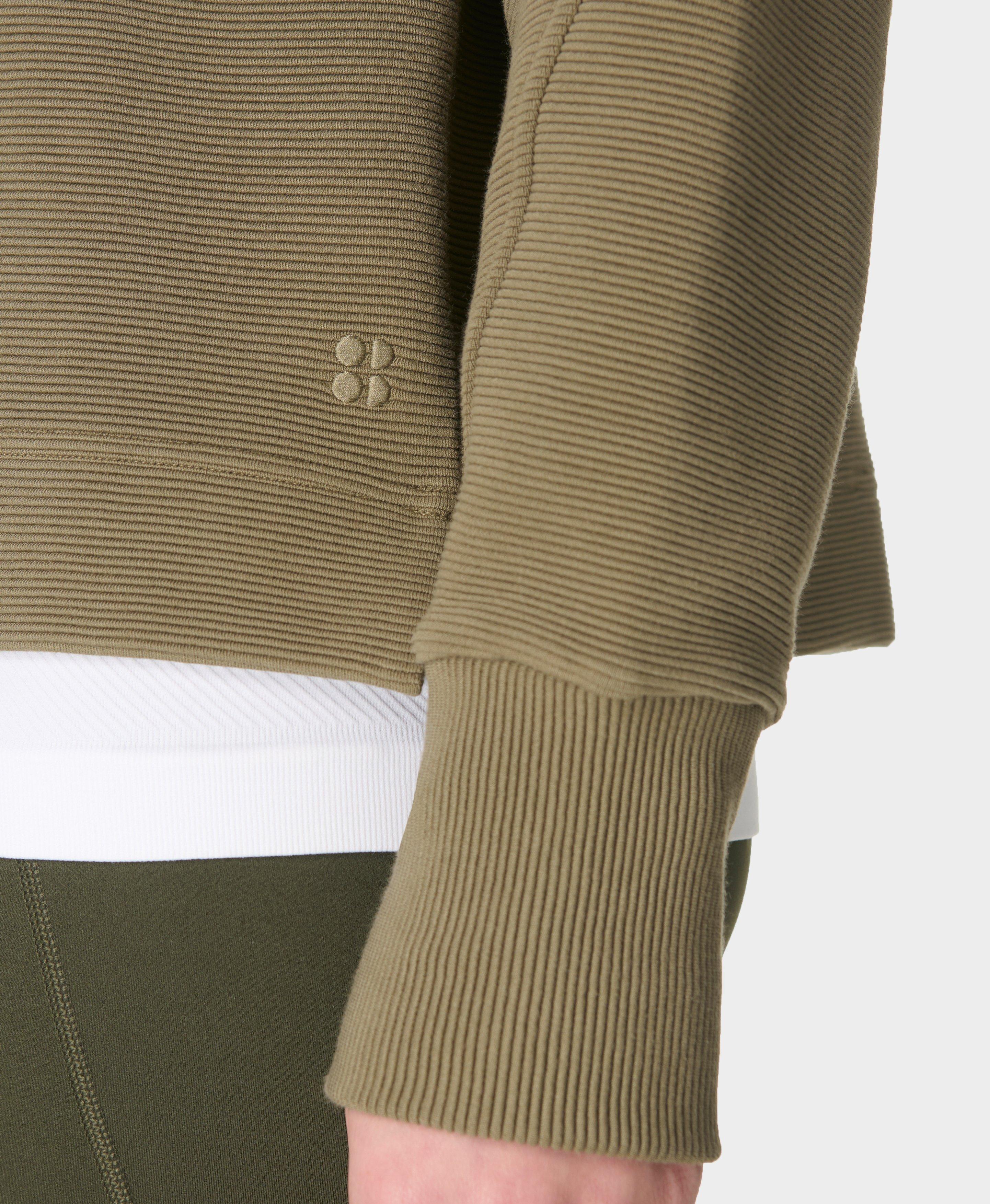 Peaceful Rib Half Zip Cropped Sweatshirt - Agave Green | Sweaty Betty