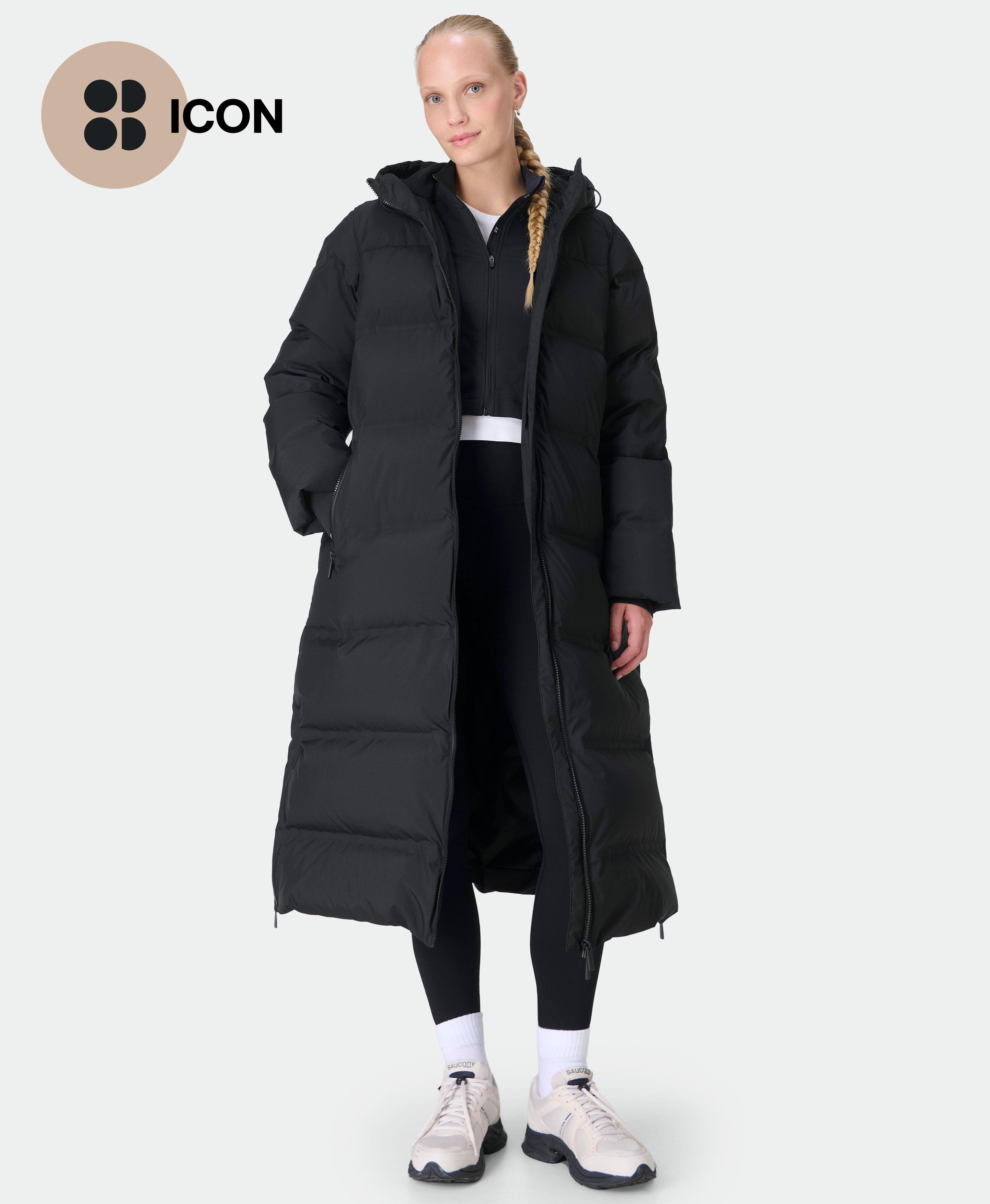 Sweaty Betty Nimbus Longline Waterproof Puffer, Black, Women's S