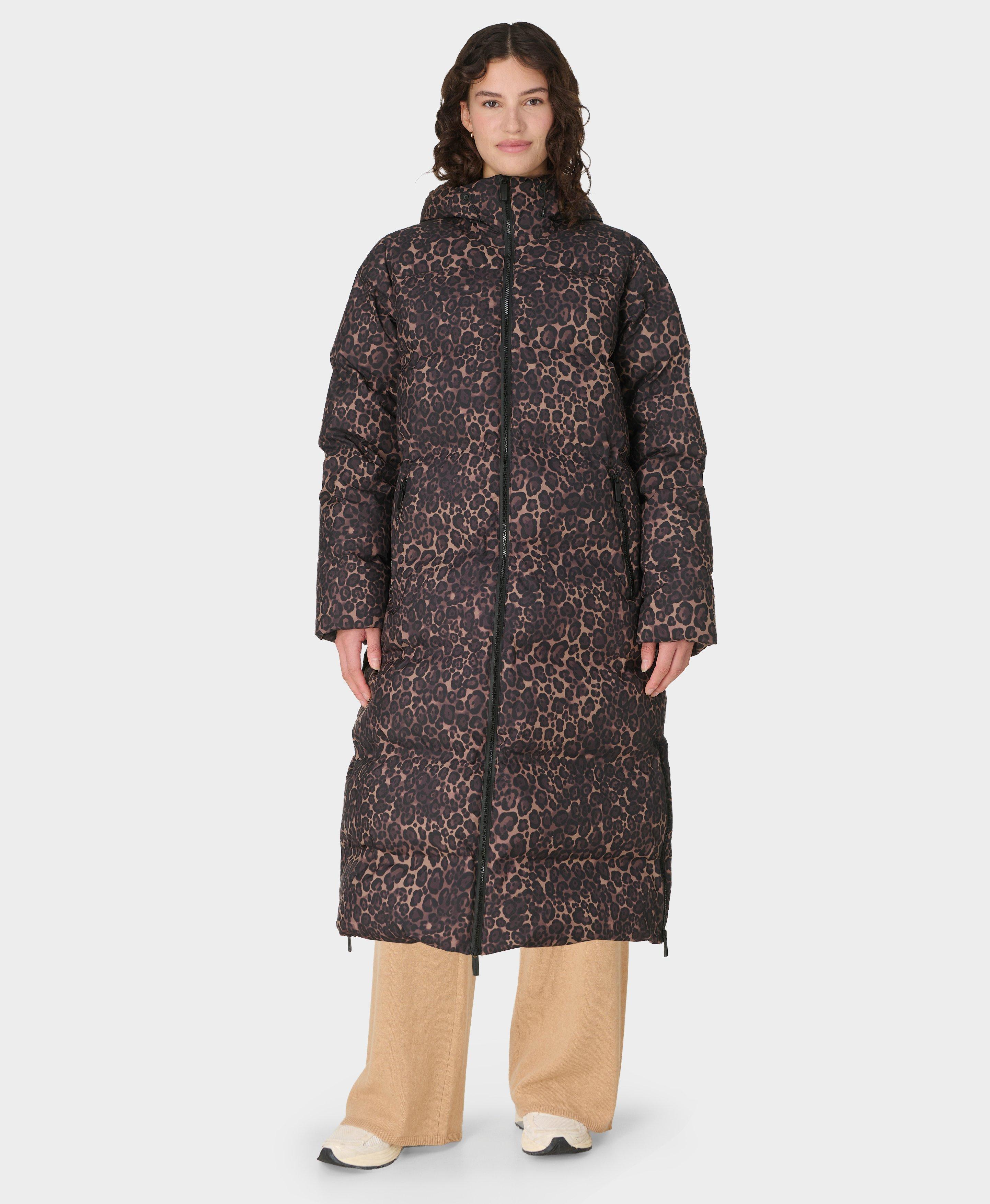 Nimbus Longline Waterproof Puffer - Brown Wild Leopard Print
