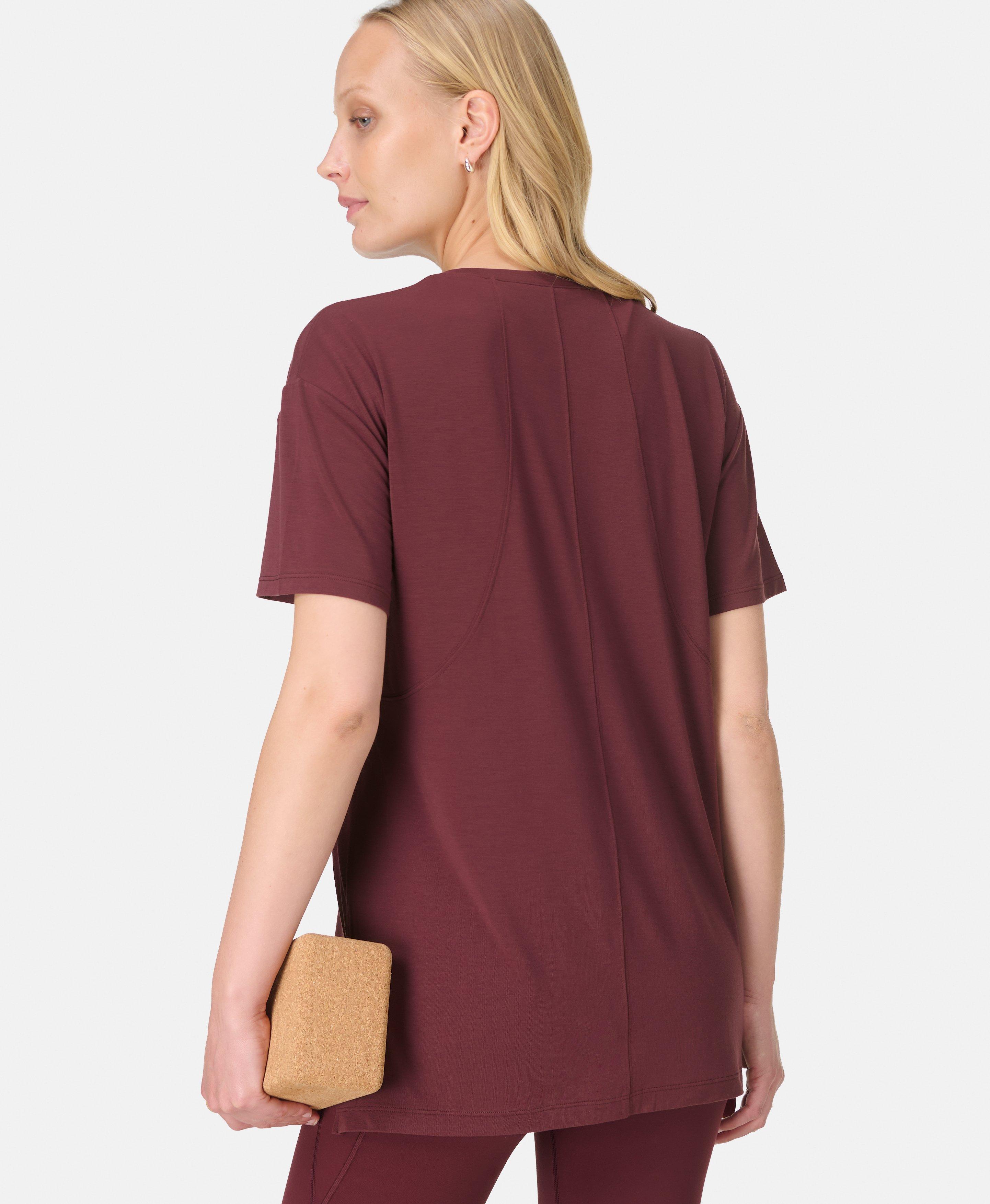 Sweaty Betty Soft Flow Studio Longline T-Shirt, Red, Women's S