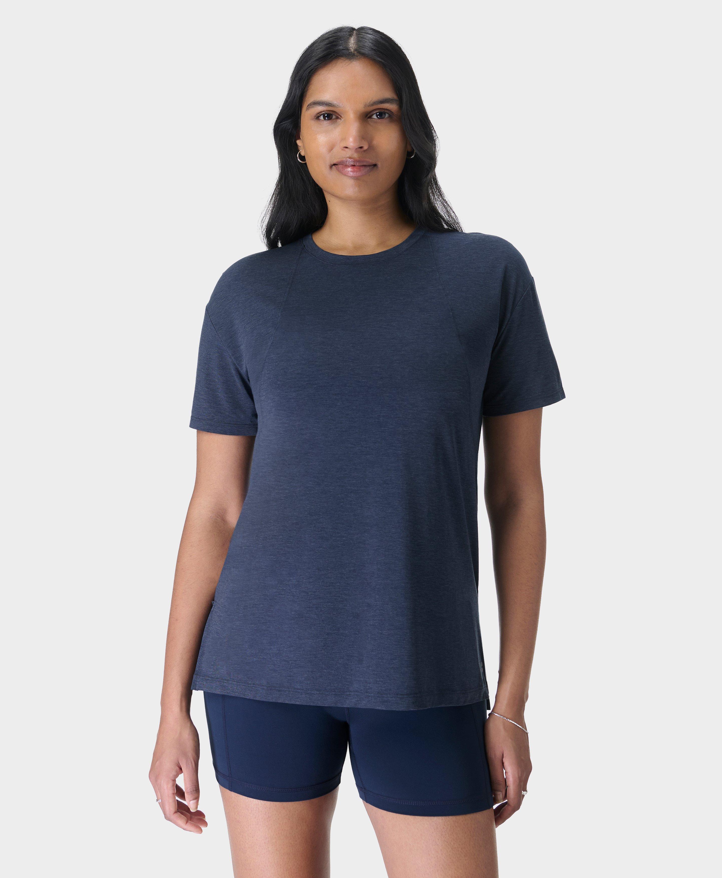 Soft Flow Studio Longline Tee - Navy Blue | Women's T-Shirts