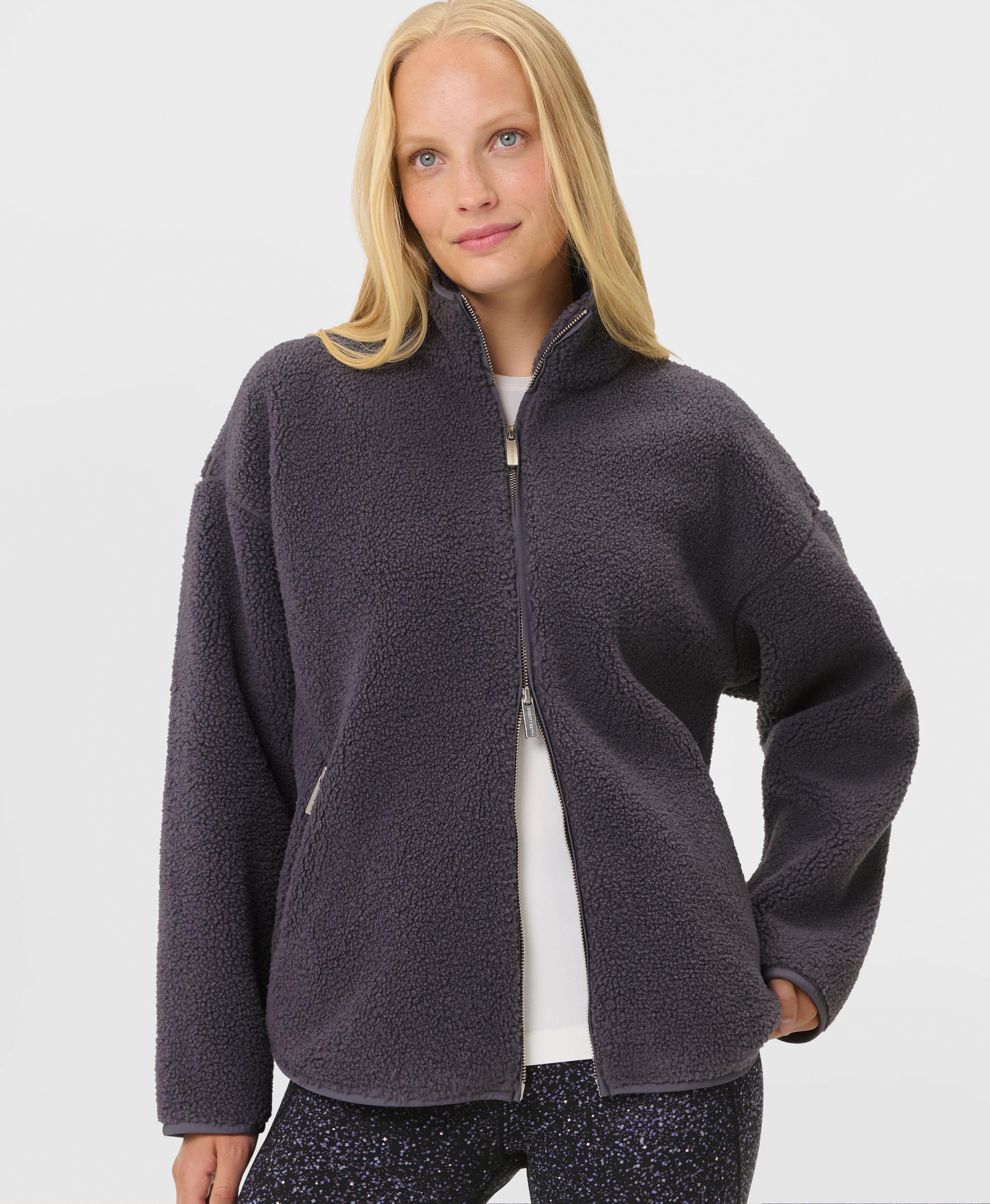 Plush Textured Zip-Up Fleece - Nebula Blue | Women's Sweaters +