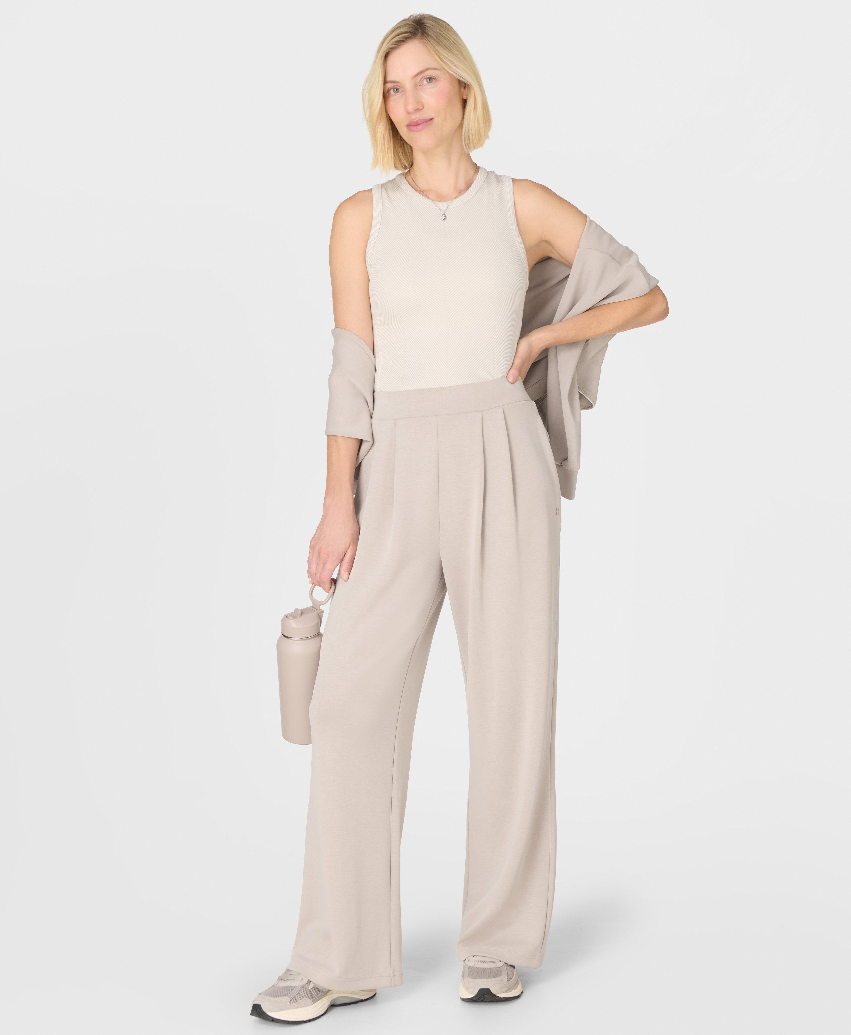 Sweaty Betty Sand Wash Wide Leg Trouser, Grey, Women's XXS