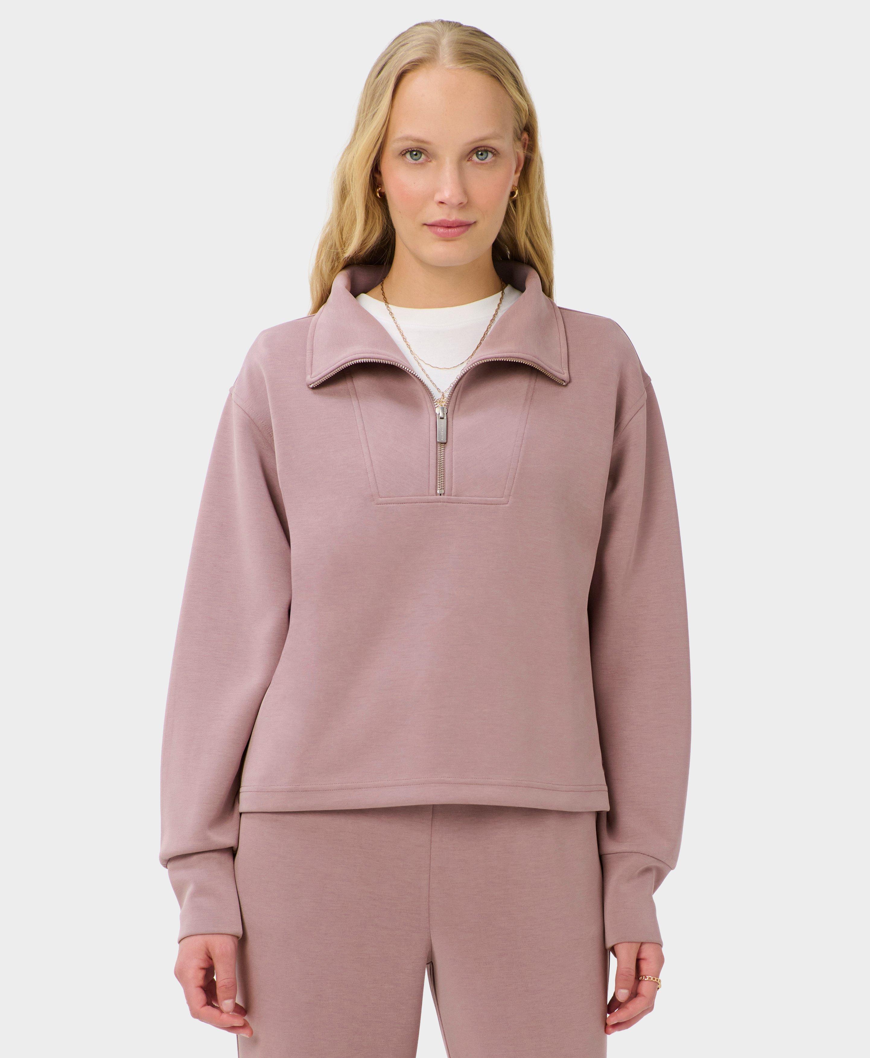 Sand Wash Half Zip Crop Sweatshirt - Duskberry Purple | Women's