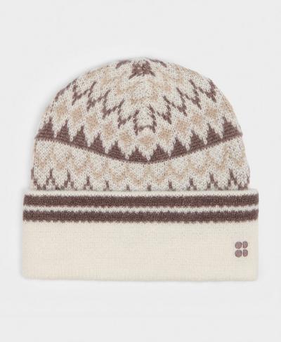 Highland Fair Isle Beanie, White Geo Jacquard | Sweaty Betty