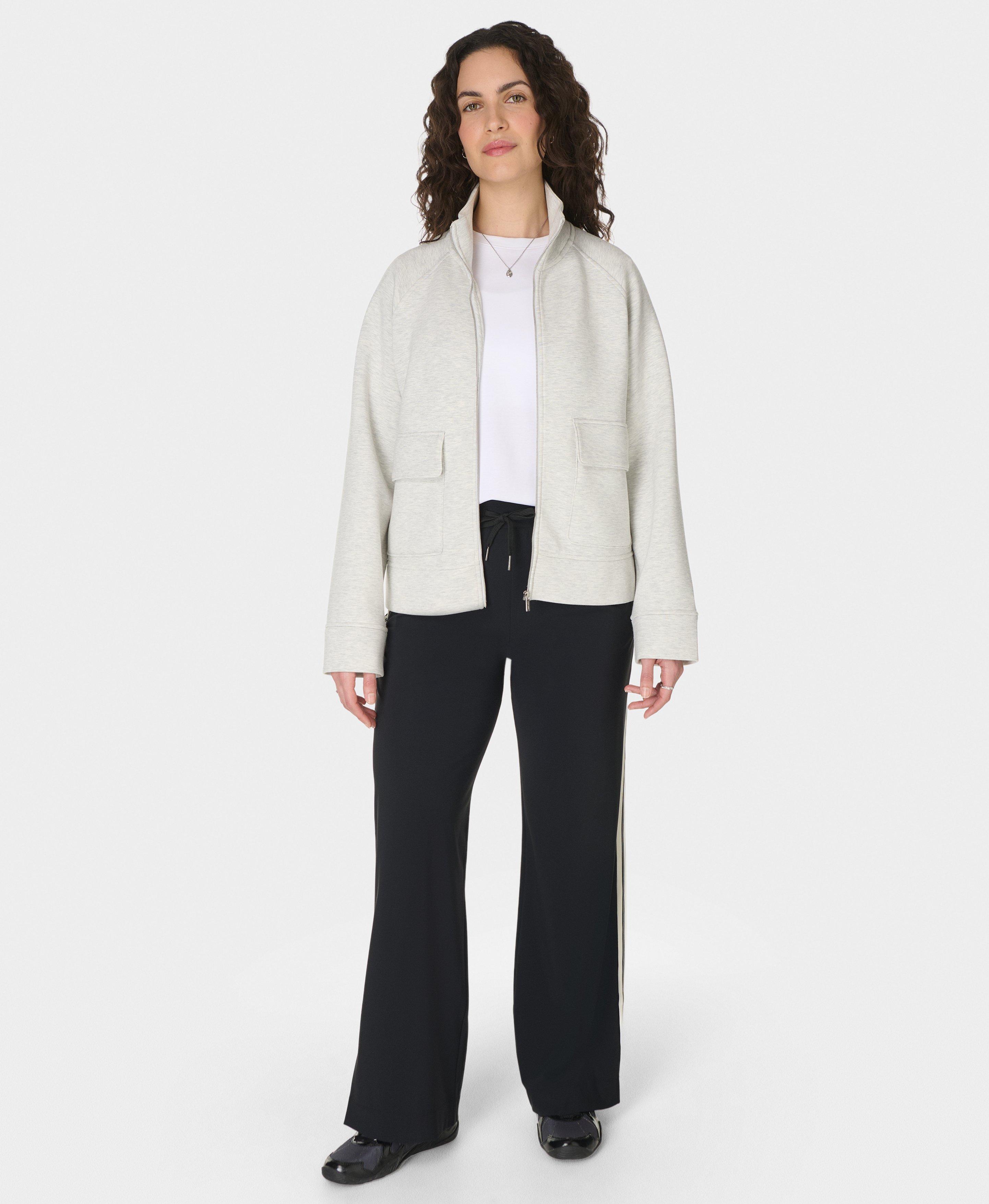 Wind Down Patch Pocket Zip-Up - Ice Grey Marl | Women's Sweaters +