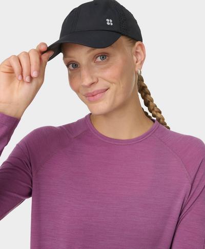 Merino Long Sleeve Run Tee, Argyle Purple | Sweaty Betty