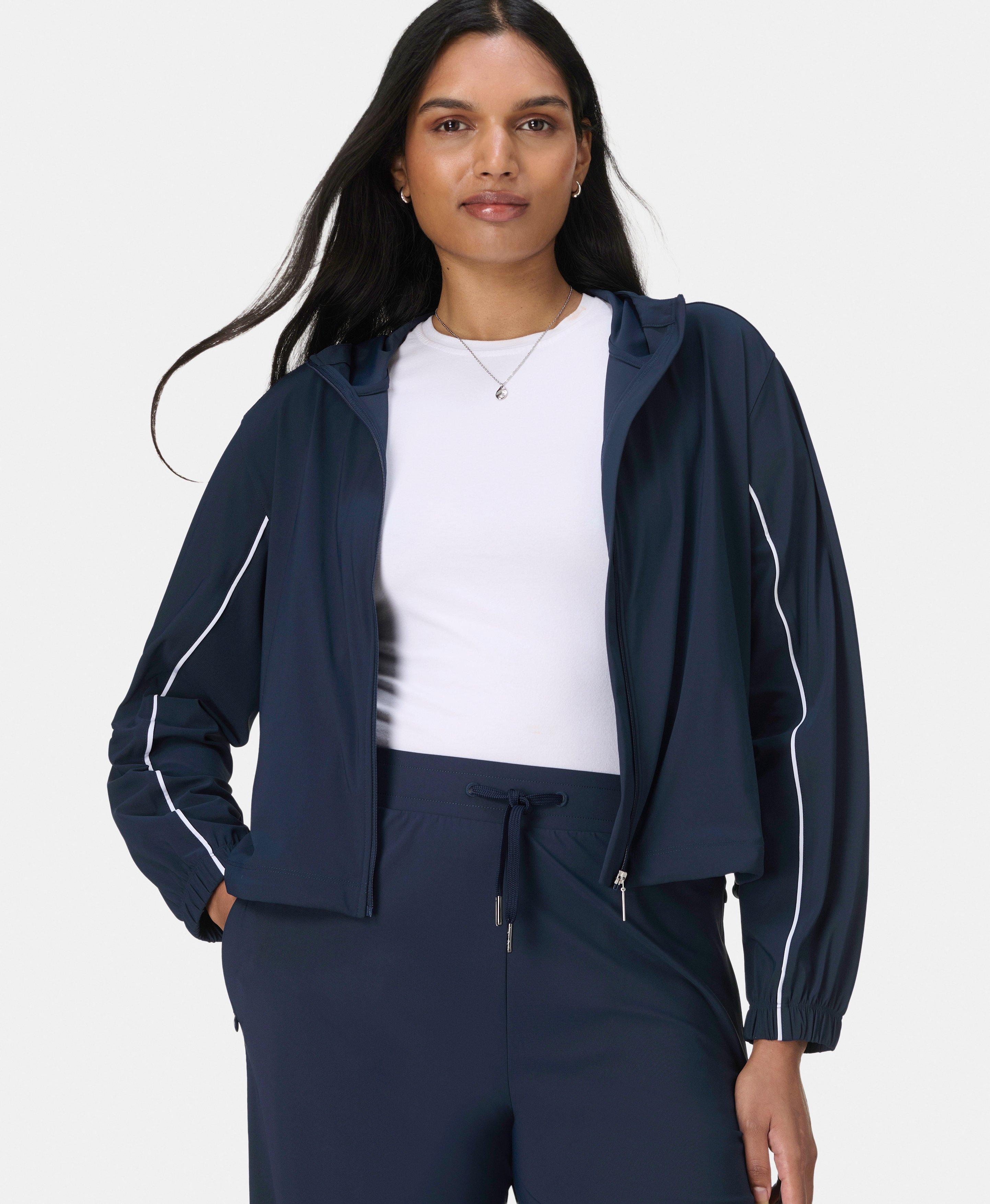 Explorer Cropped Zip Up - Navy Blue | Sweaty Betty