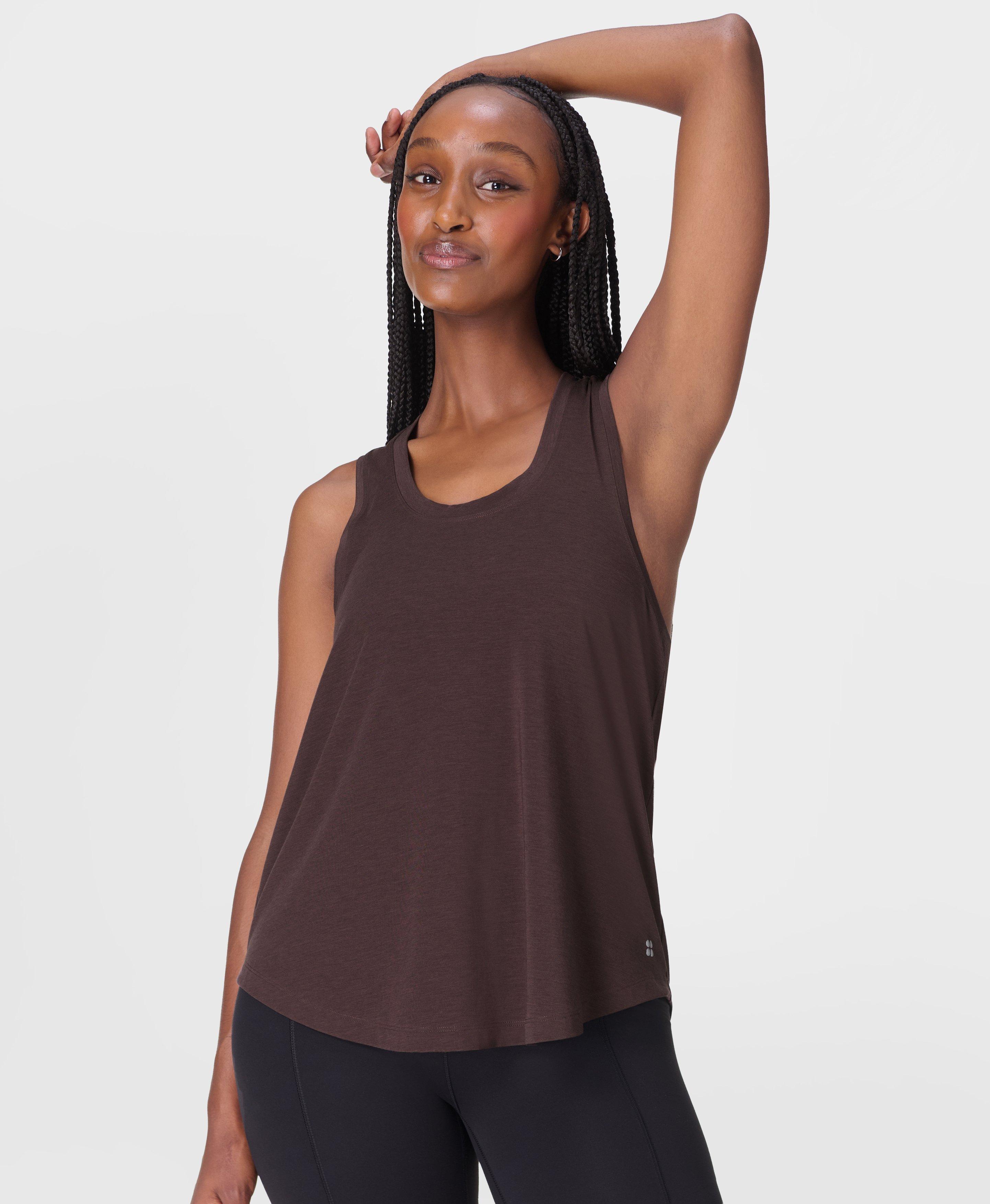 Soft Flow Studio Racer Tank - Sable Brown | Women's Vests | Sweaty Betty