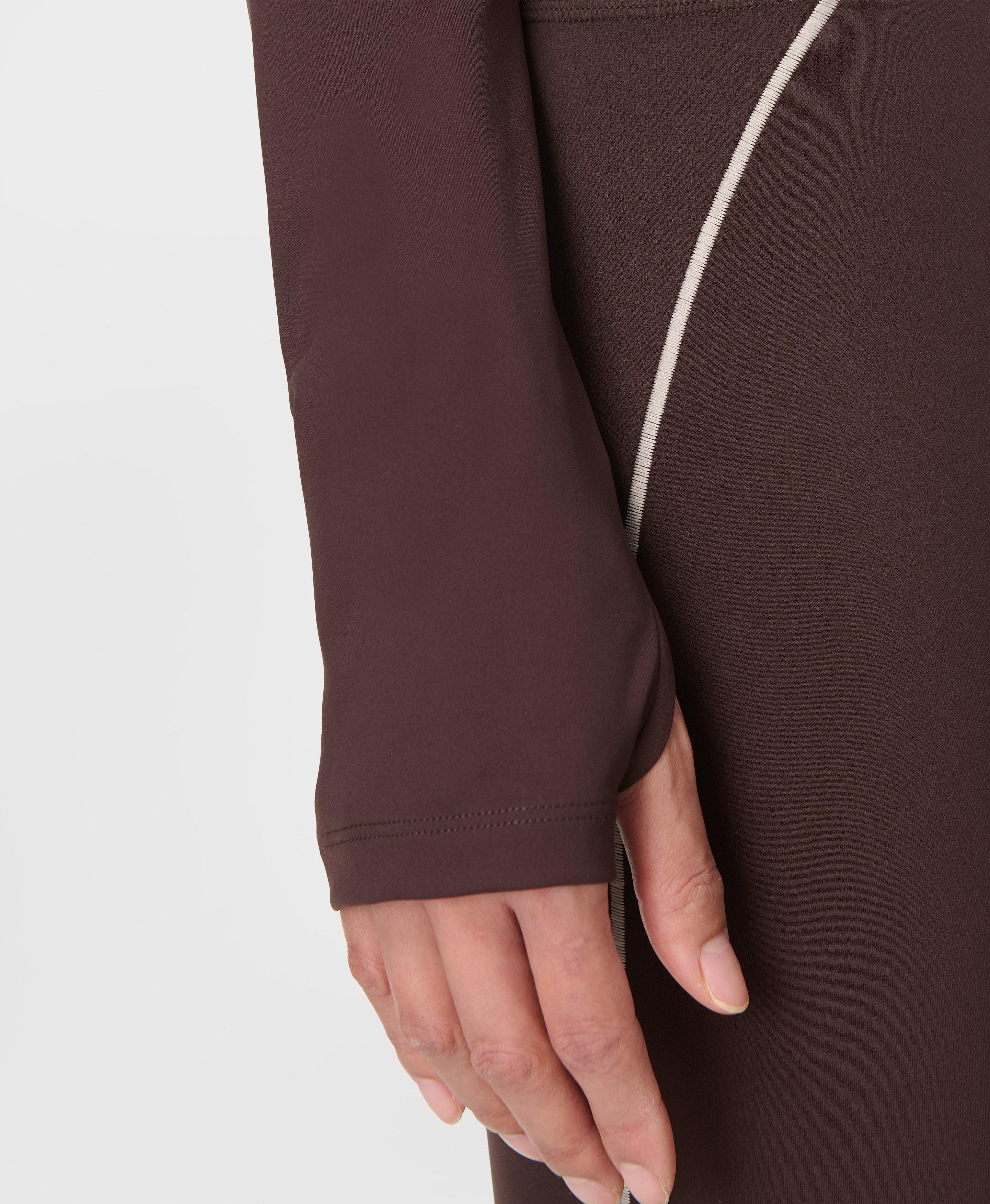 Power Contrast Stitch Long Sleeve Top - Sable Brown | Women