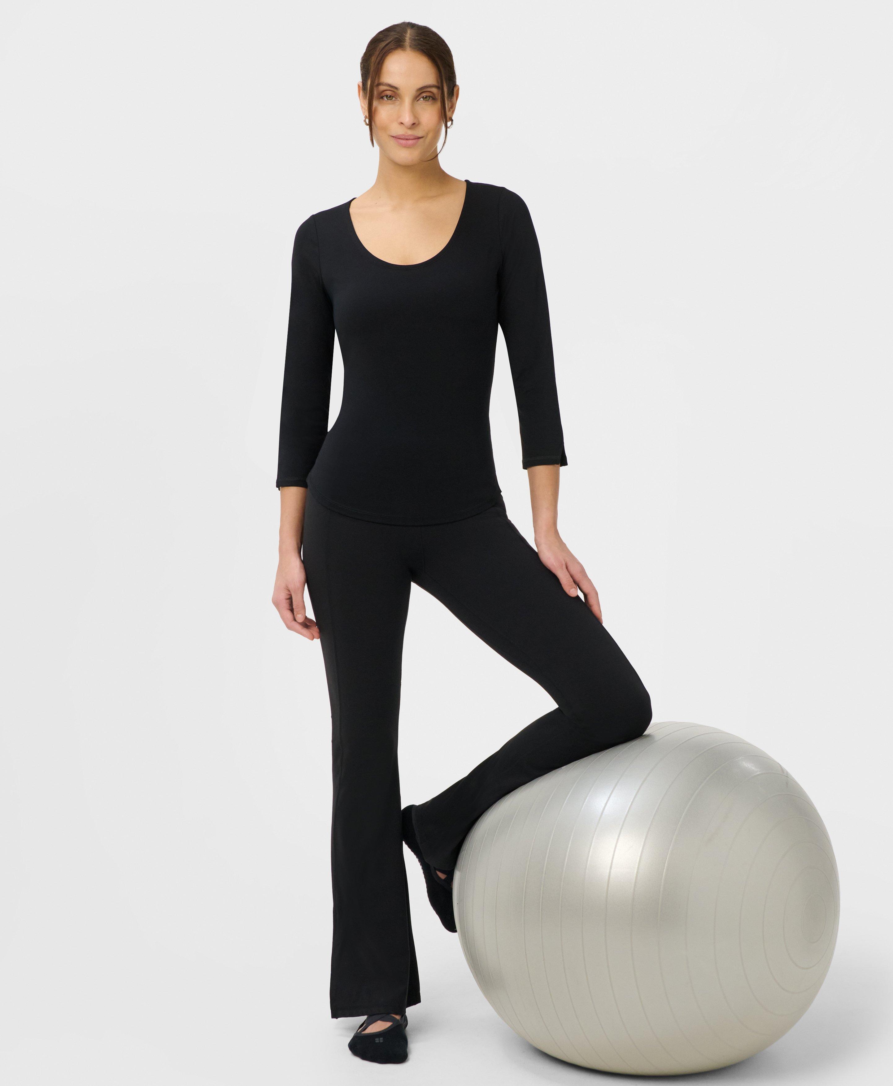 Ultimate Studio Yoga 3/4 Sleeve Tee - Black | Women's Base Layers