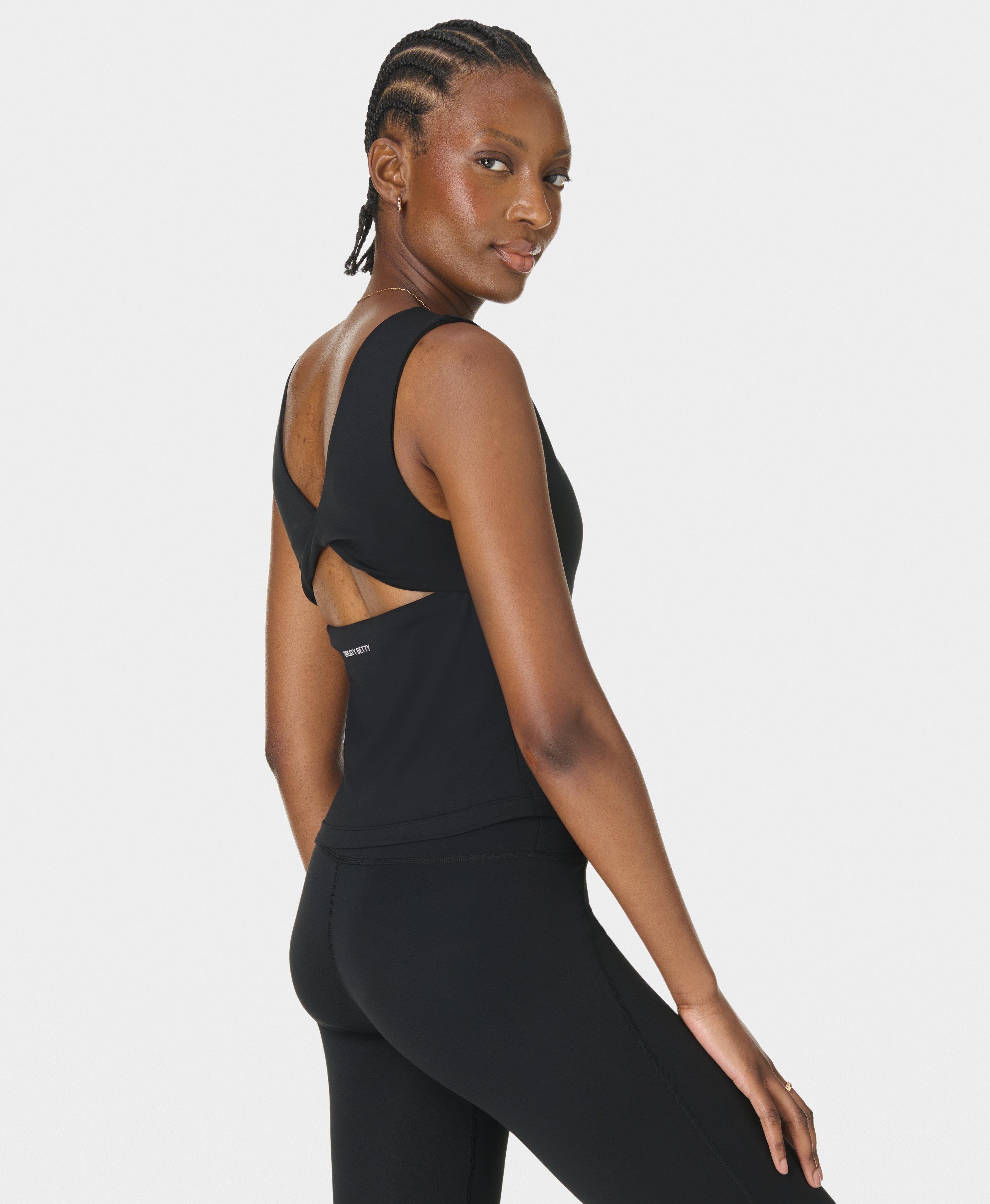 All Day Twist Back Bra Vest - Black | Women's Vests | Sweaty Betty