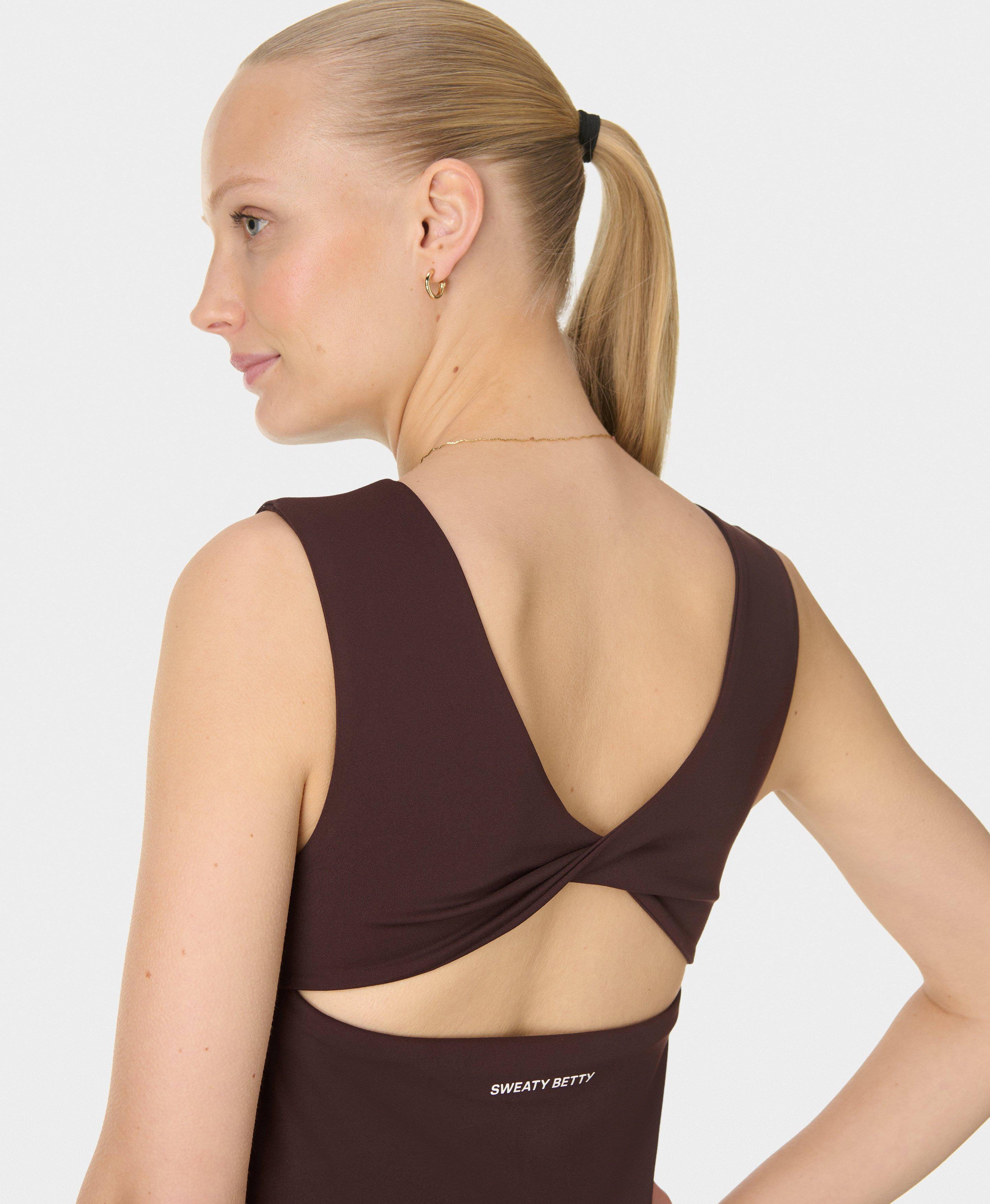 All Day Twist Back Bra Vest - Sable Brown | Women's Vests | Sweaty Betty