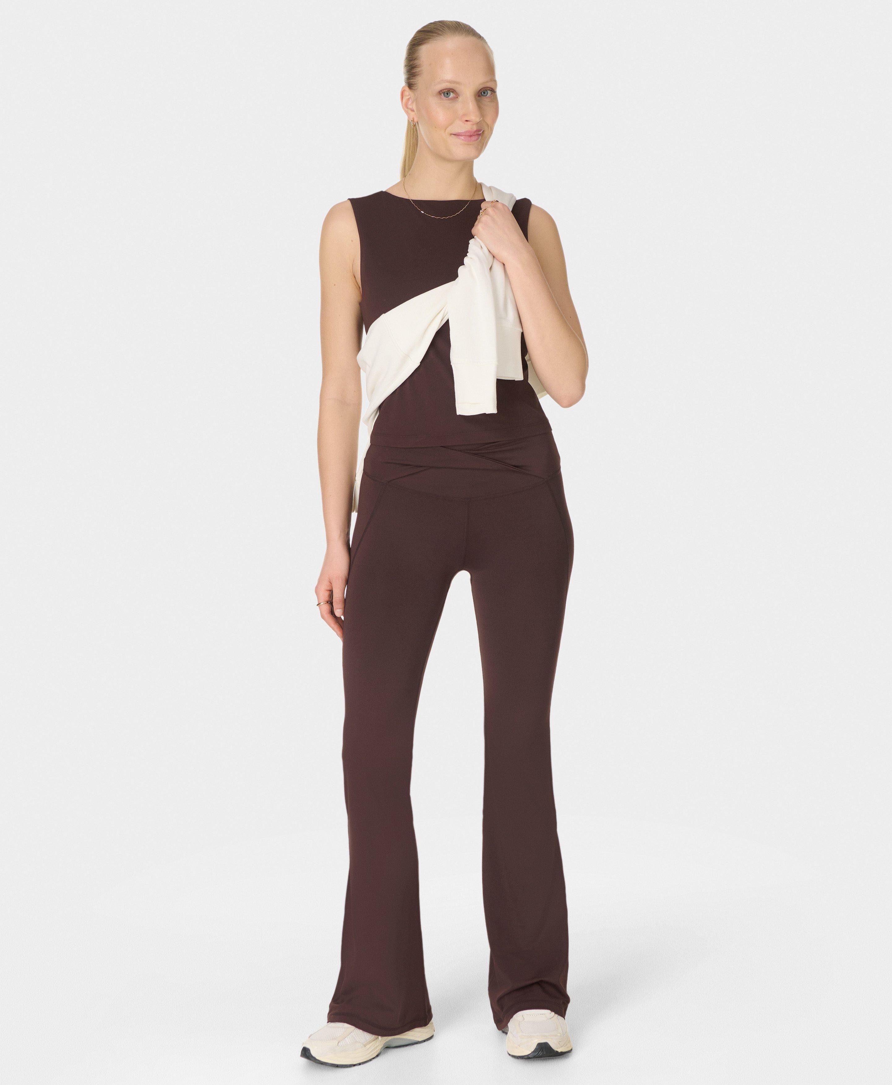 Sweaty Betty All Day Soft Twist Flare Trousers, Brown, Women's M