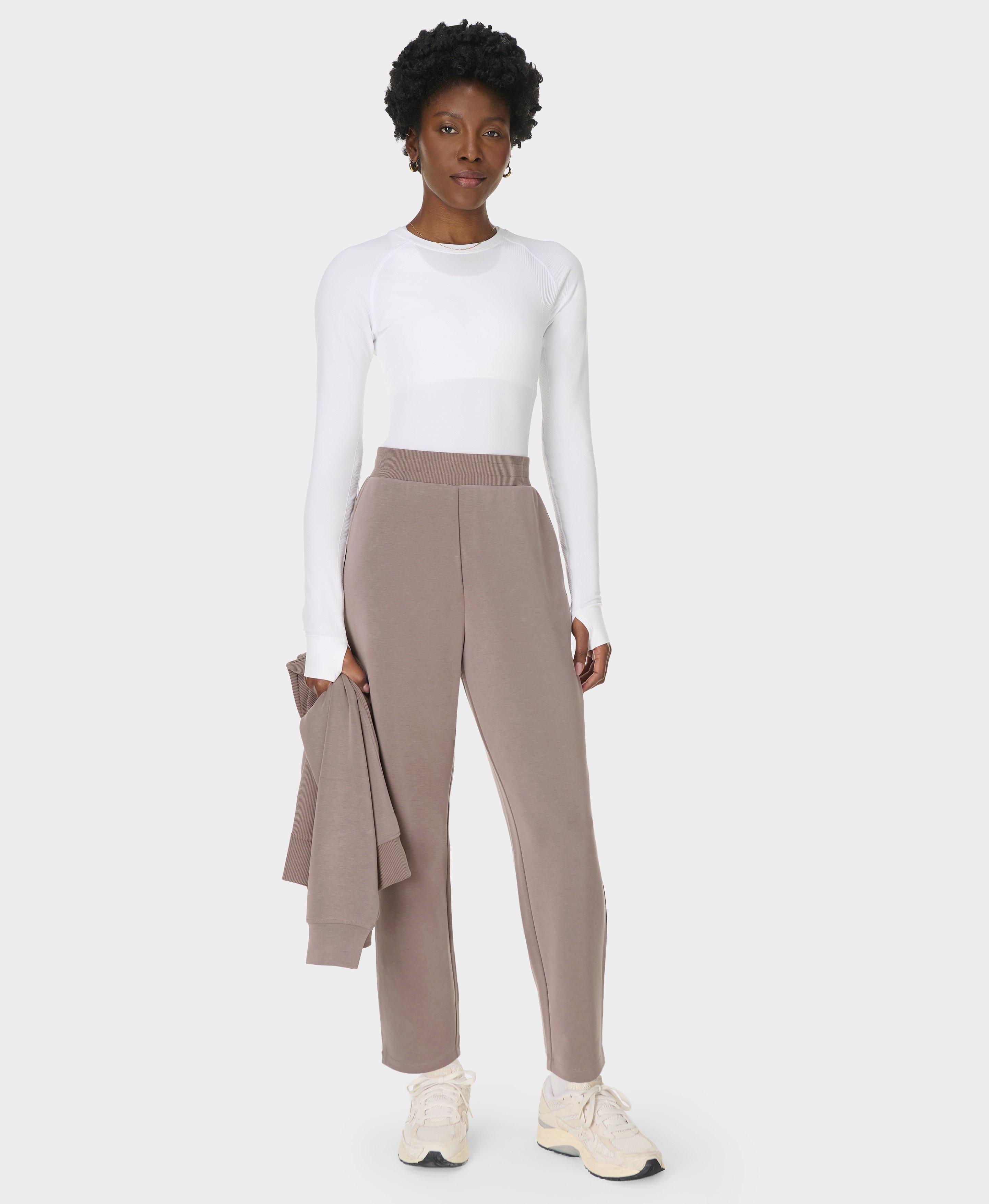 Sand Wash Rib Mix Tapered Track Pants - Taupe Brown | Women's