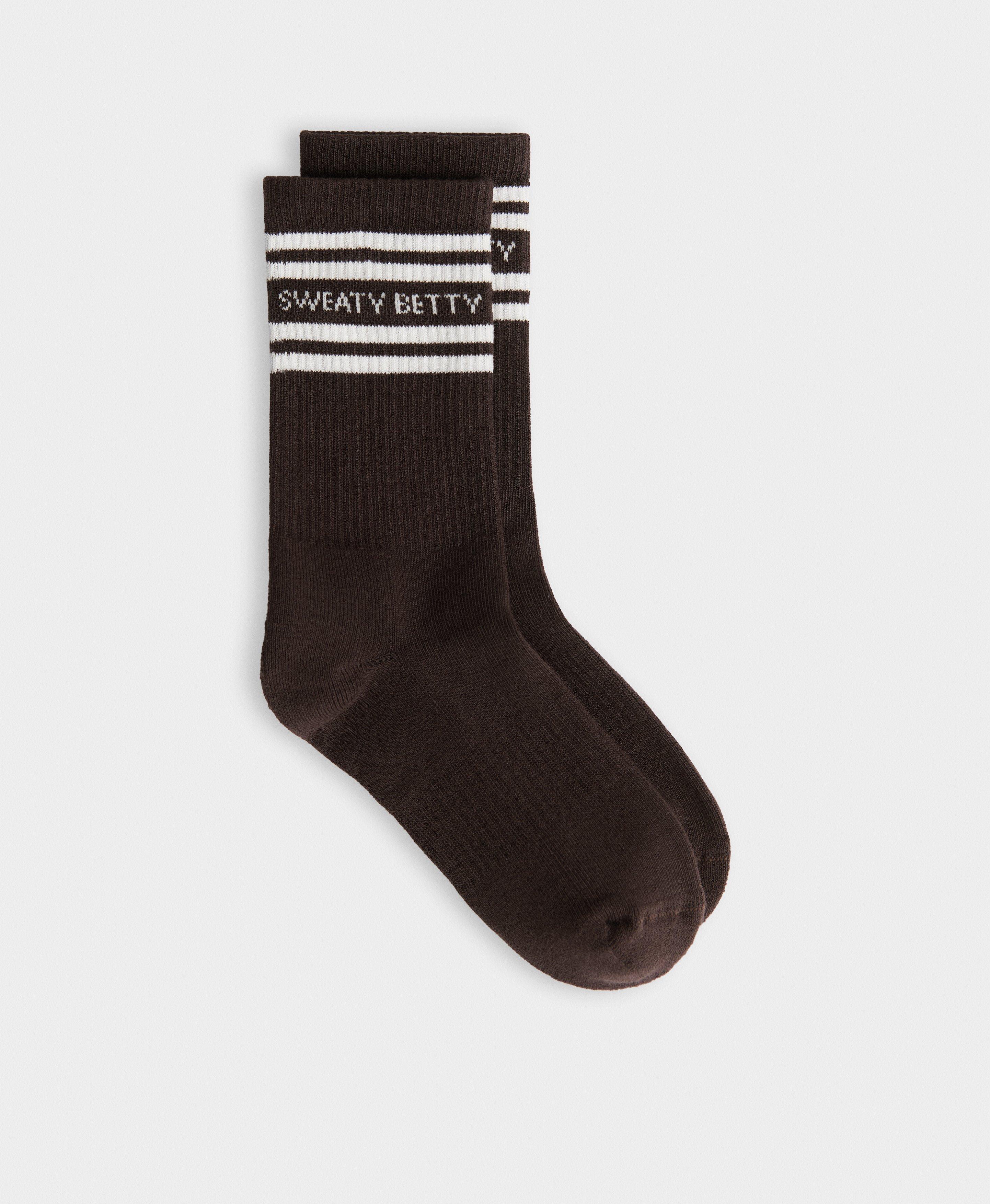 Varsity Slogan Socks - Sable Brown Lily White | Women's Sports Socks ...