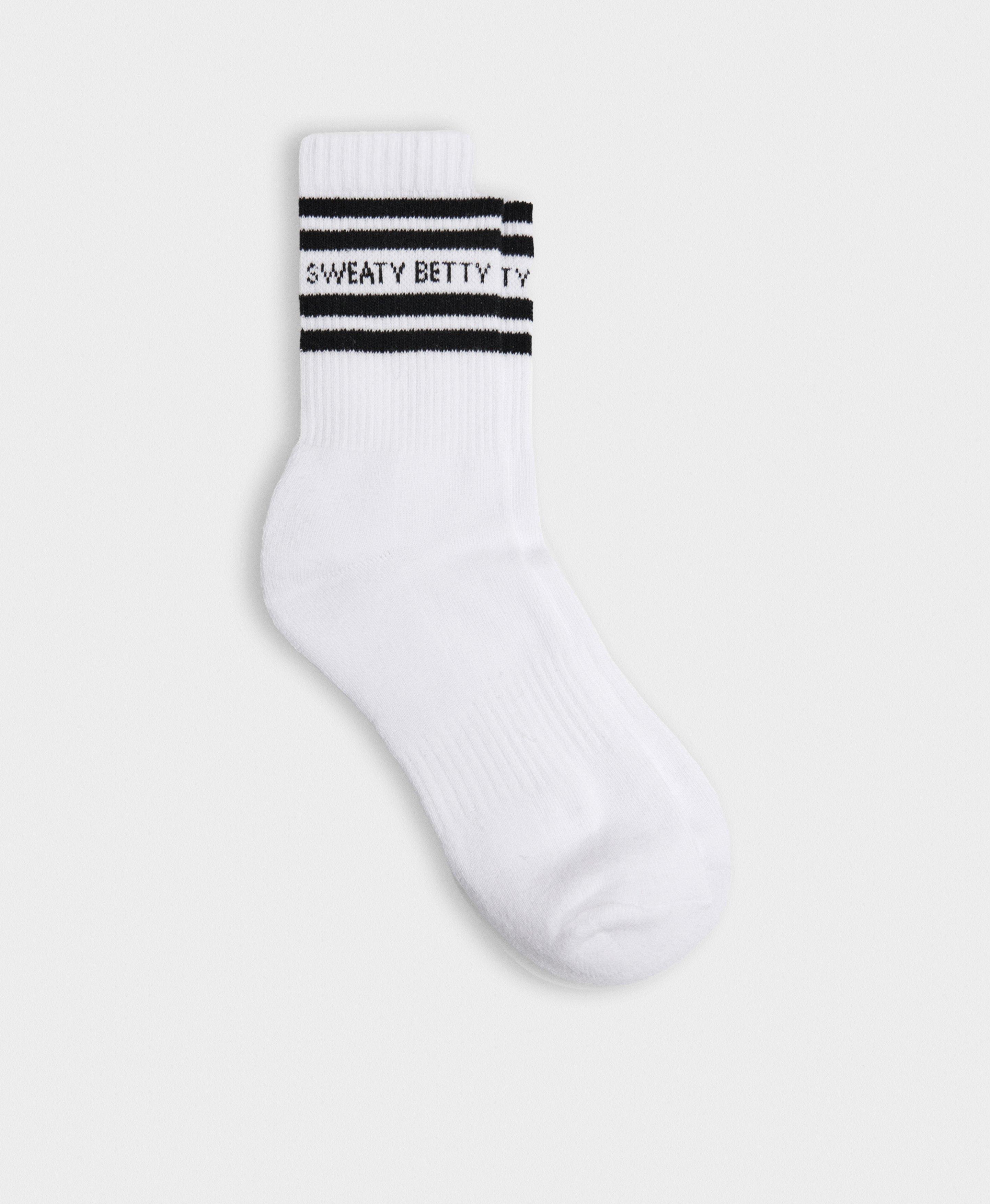 betty rides snowboard sock Sweaty Betty Varsity Slogan Socks, Black, Women's US 8-10