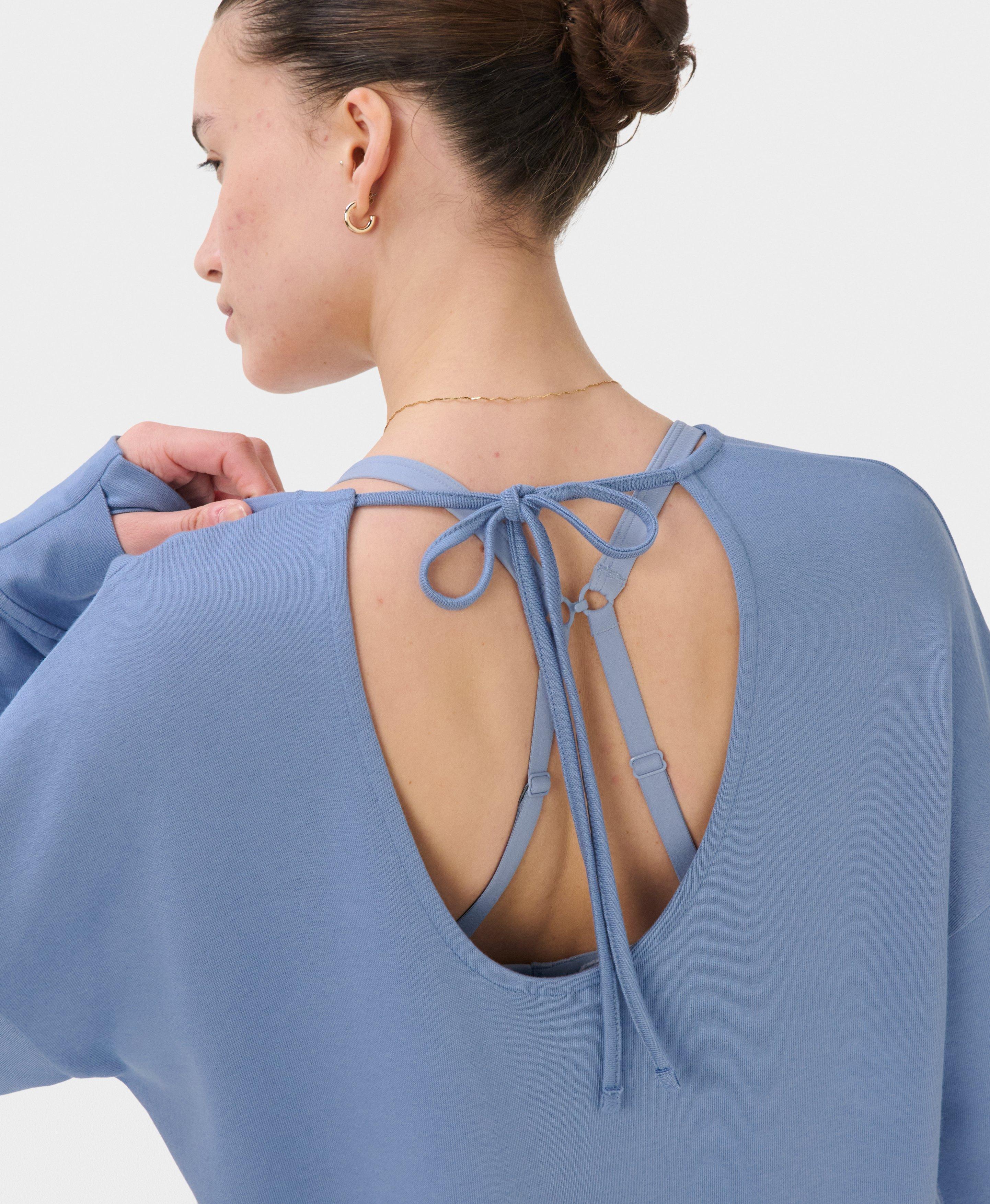 After Class Open Back Tie Sweatshirt - Faded Blue | Women's