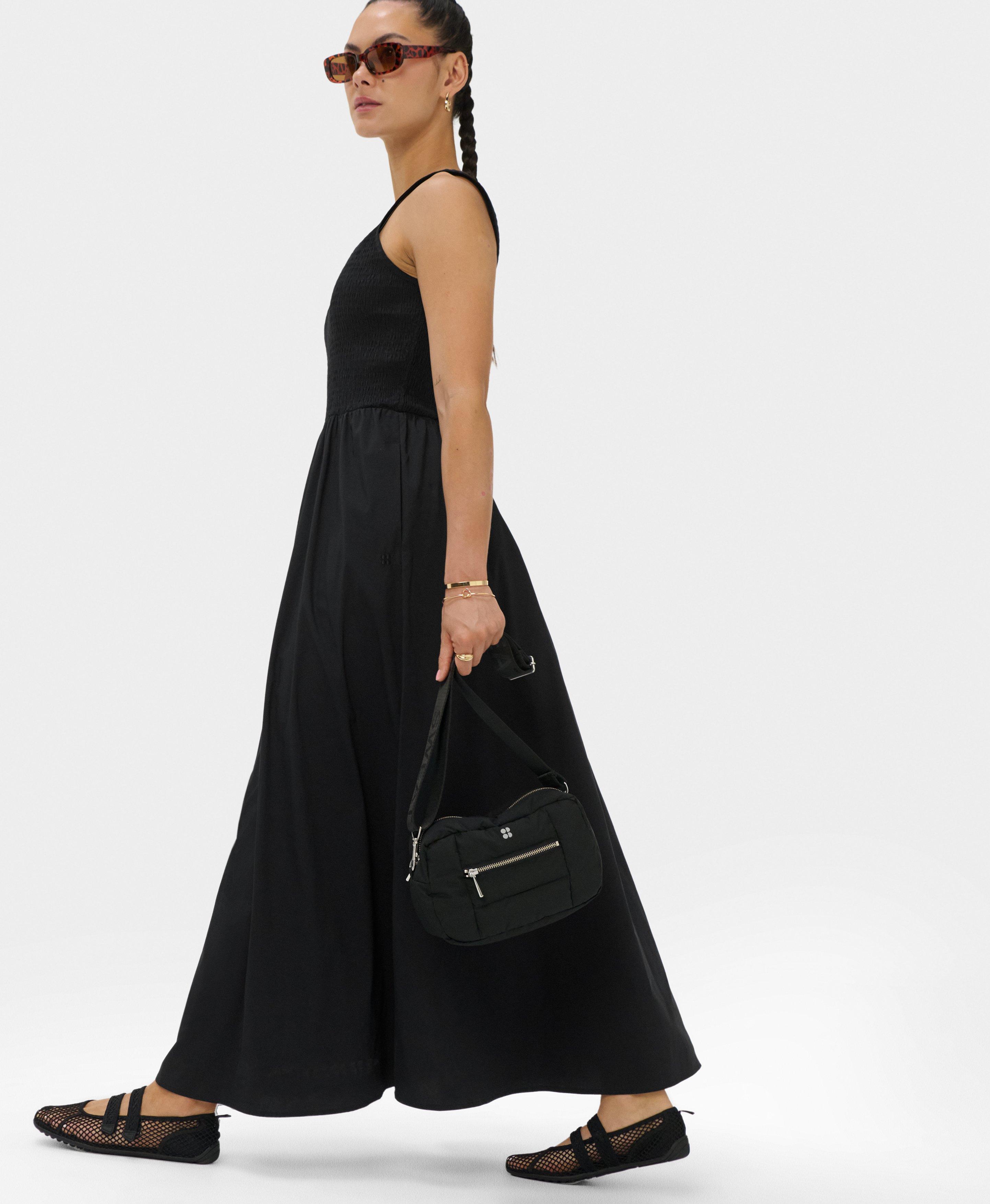black maxi dress gameday Sloane Cotton Scoop Neck - | Women's Dresses and Jumpsuits Prabos: Black Blazer Casual Size:XL_26-28 group_size:petite:petite-size-short-sleeve-a-line-dress-l14353p-black Lace dress A flowing sash cascades