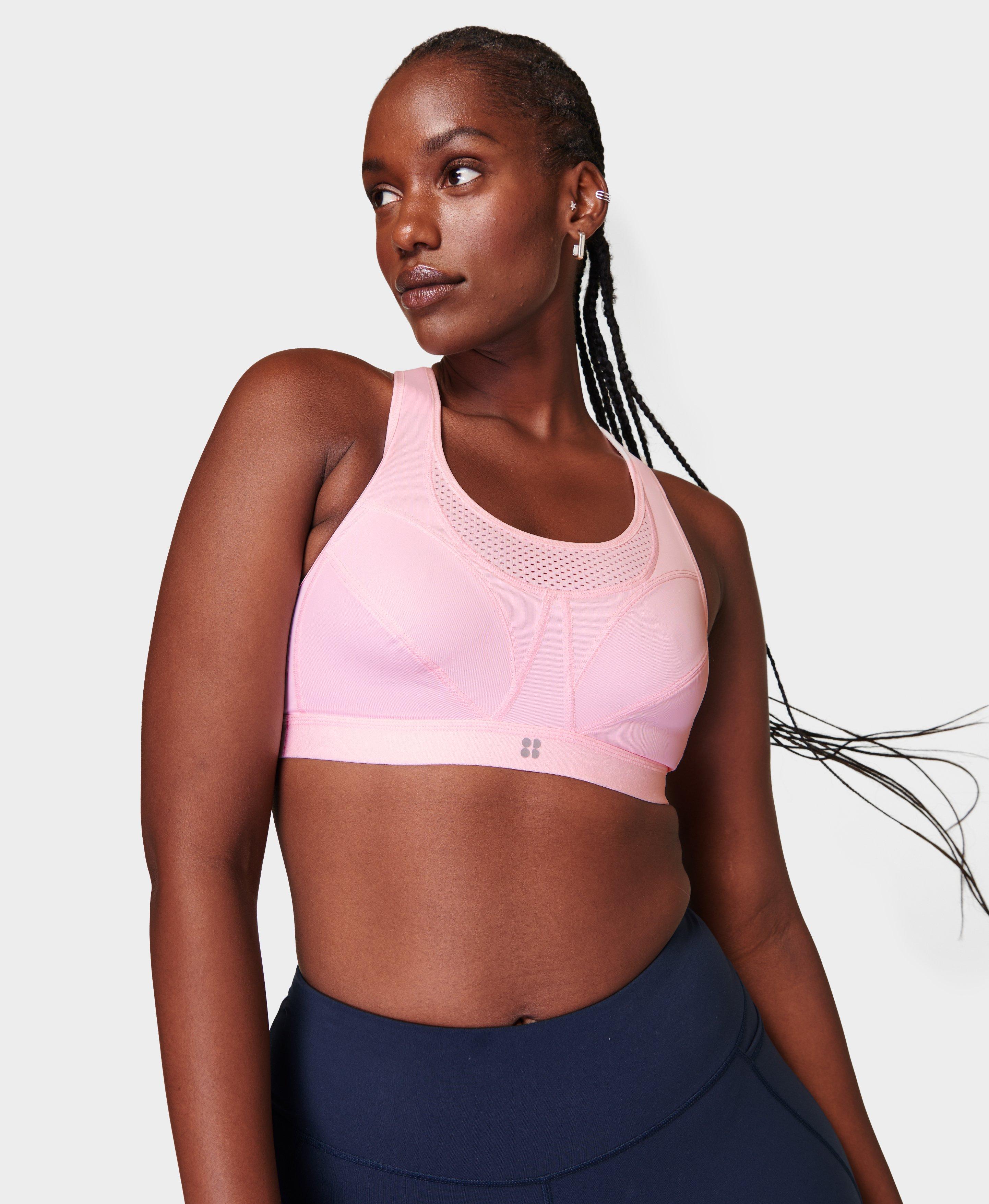 SWEATY BETTY Ultra Running Stretch-Recycled Nylon Sports Bra in SORBETPINK