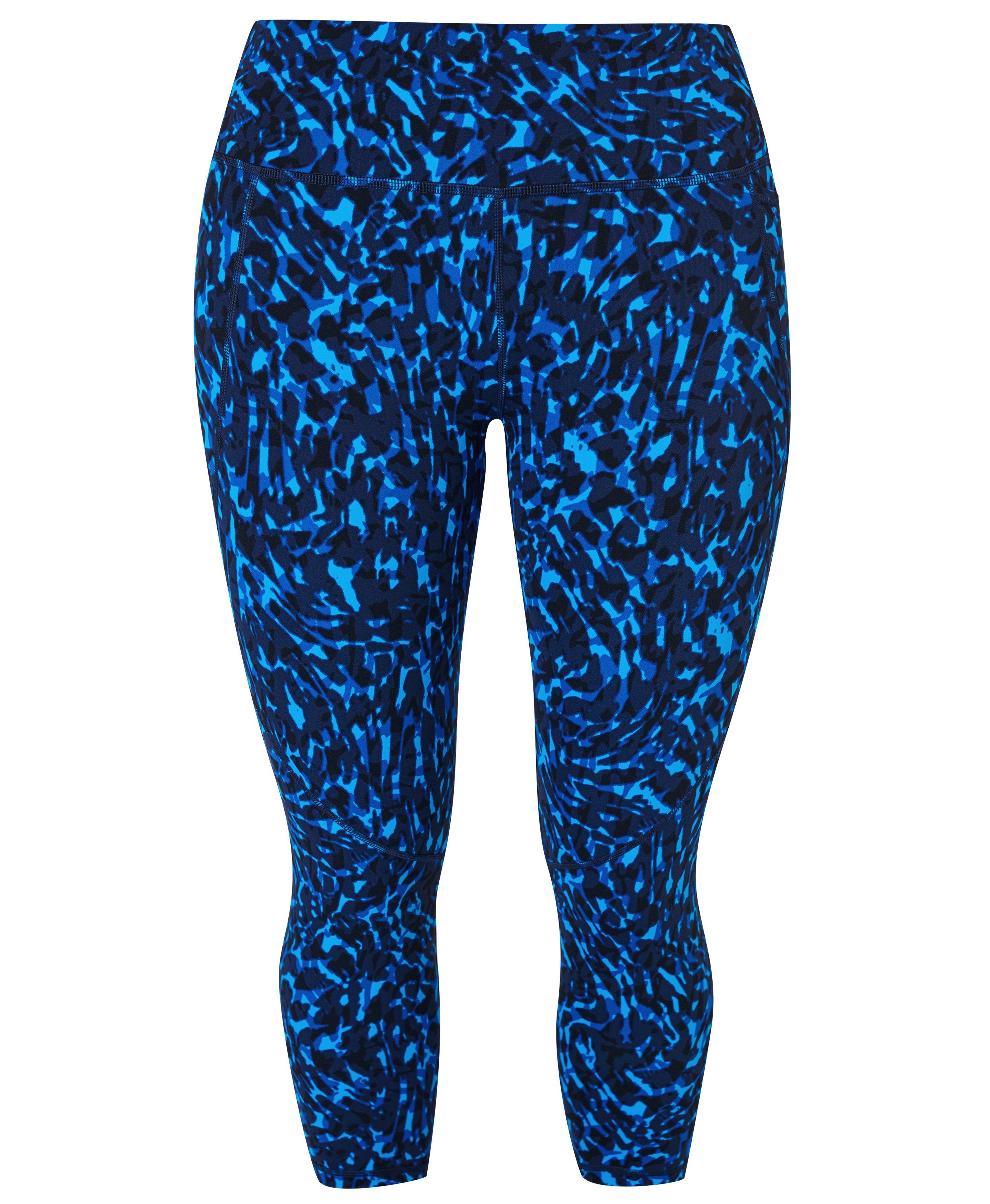 Power Cropped Gym Leggings - Blue Animal Swirl Print, Women's Leggings