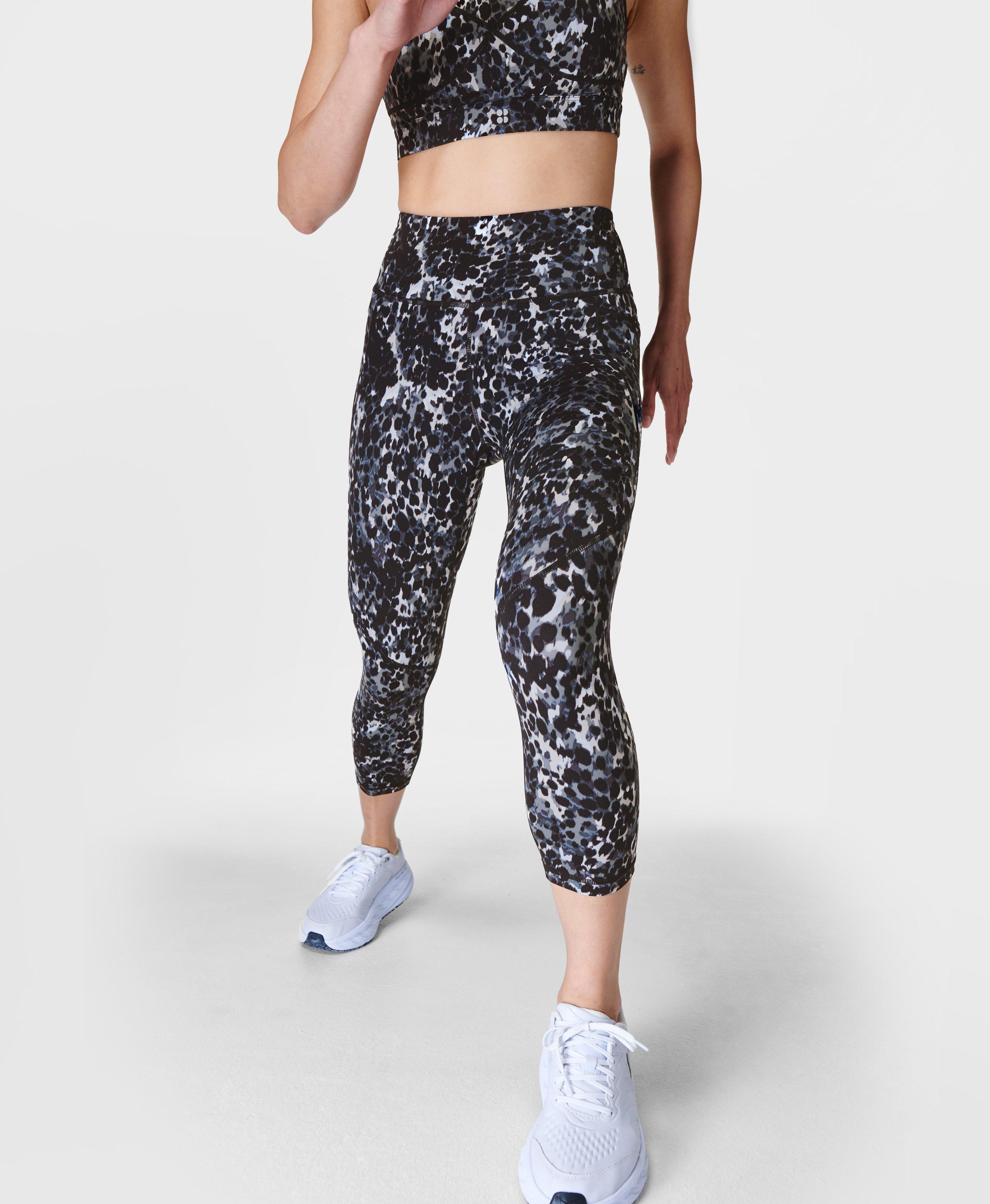 Power Cropped Gym Leggings - Ultra Black Camo Print