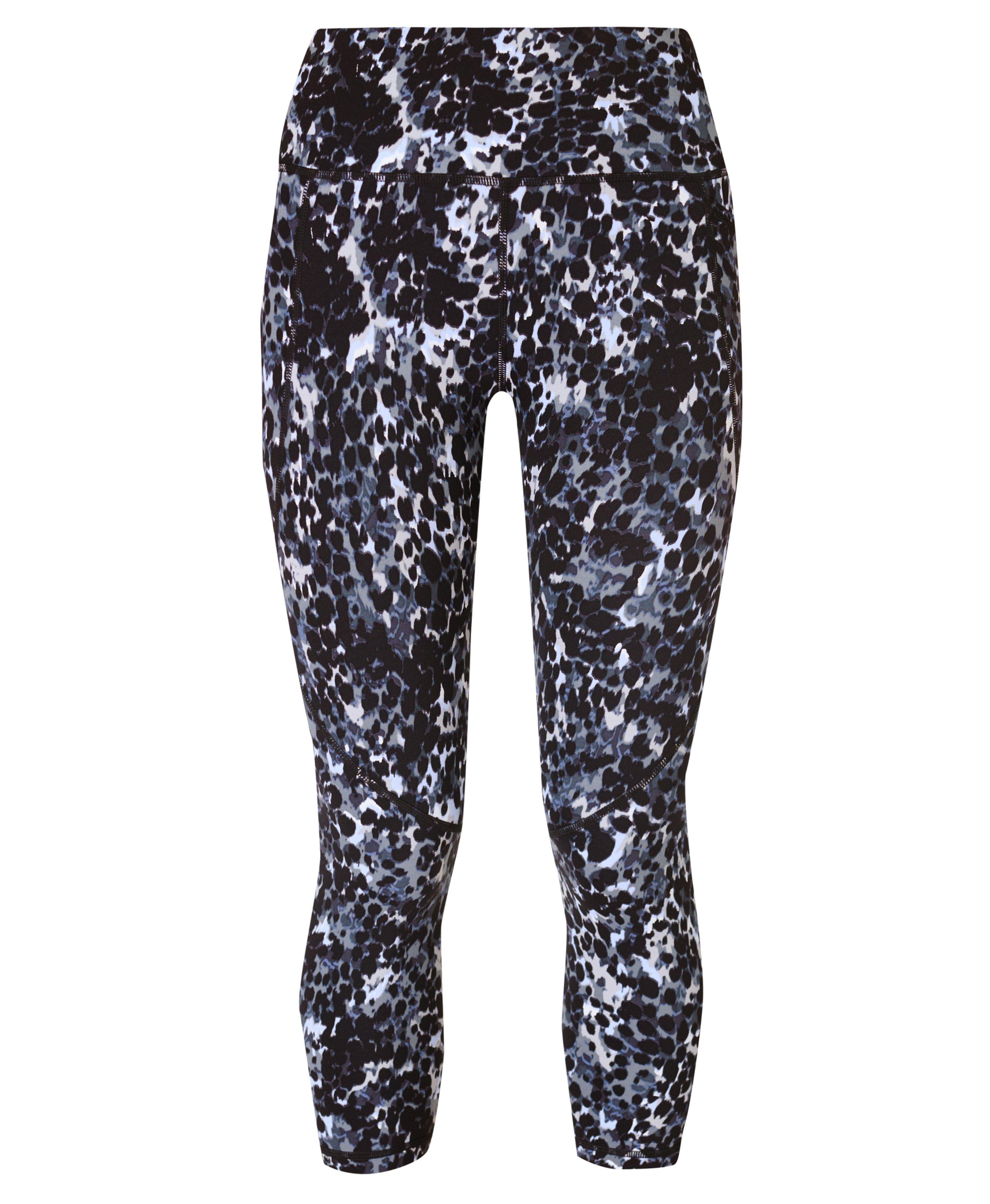 Power Cropped Workout Leggings - Grey Dapple Print, Women's Leggings