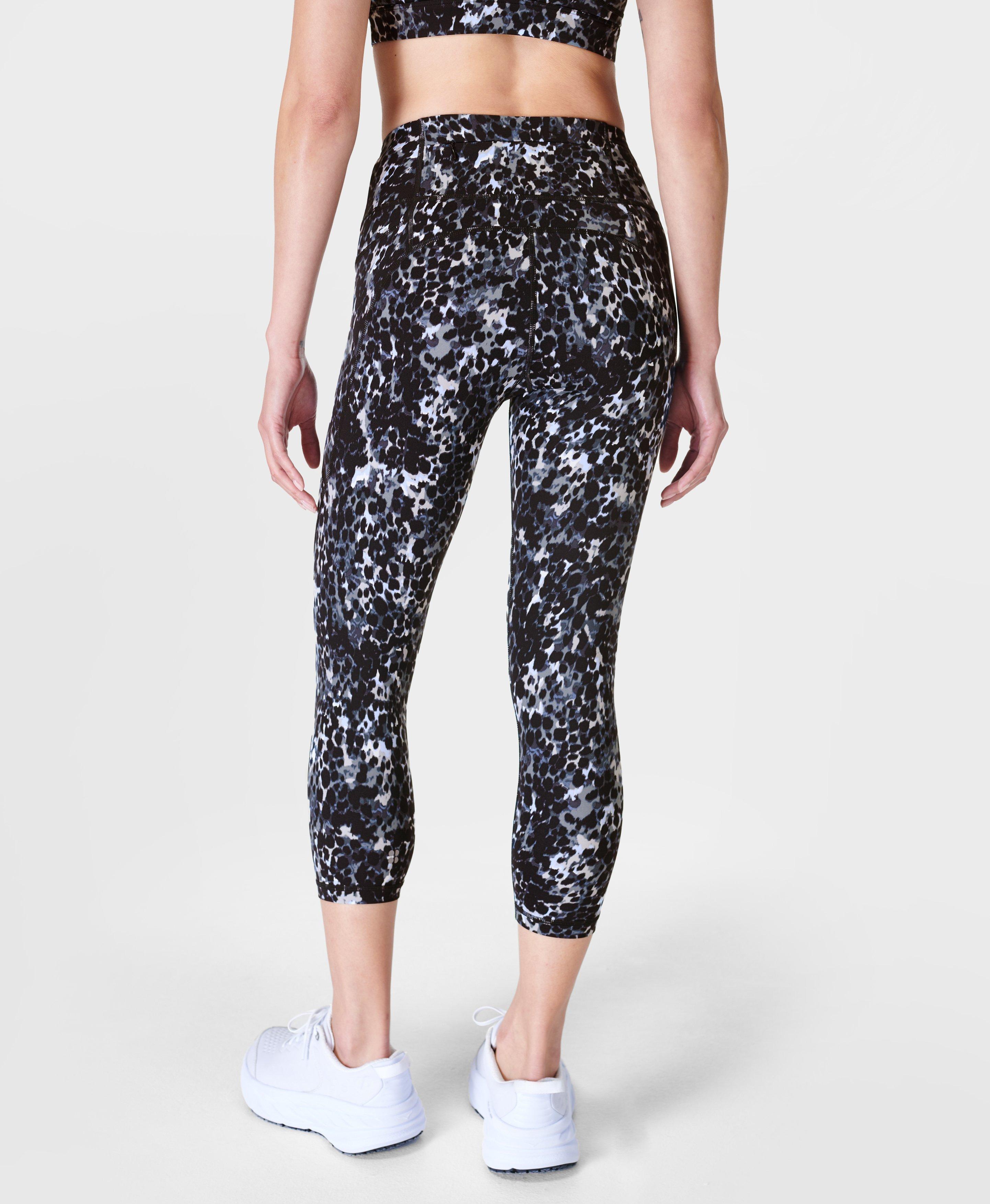 Power Cropped Gym Leggings - Grey Dapple Print, Women's Leggings