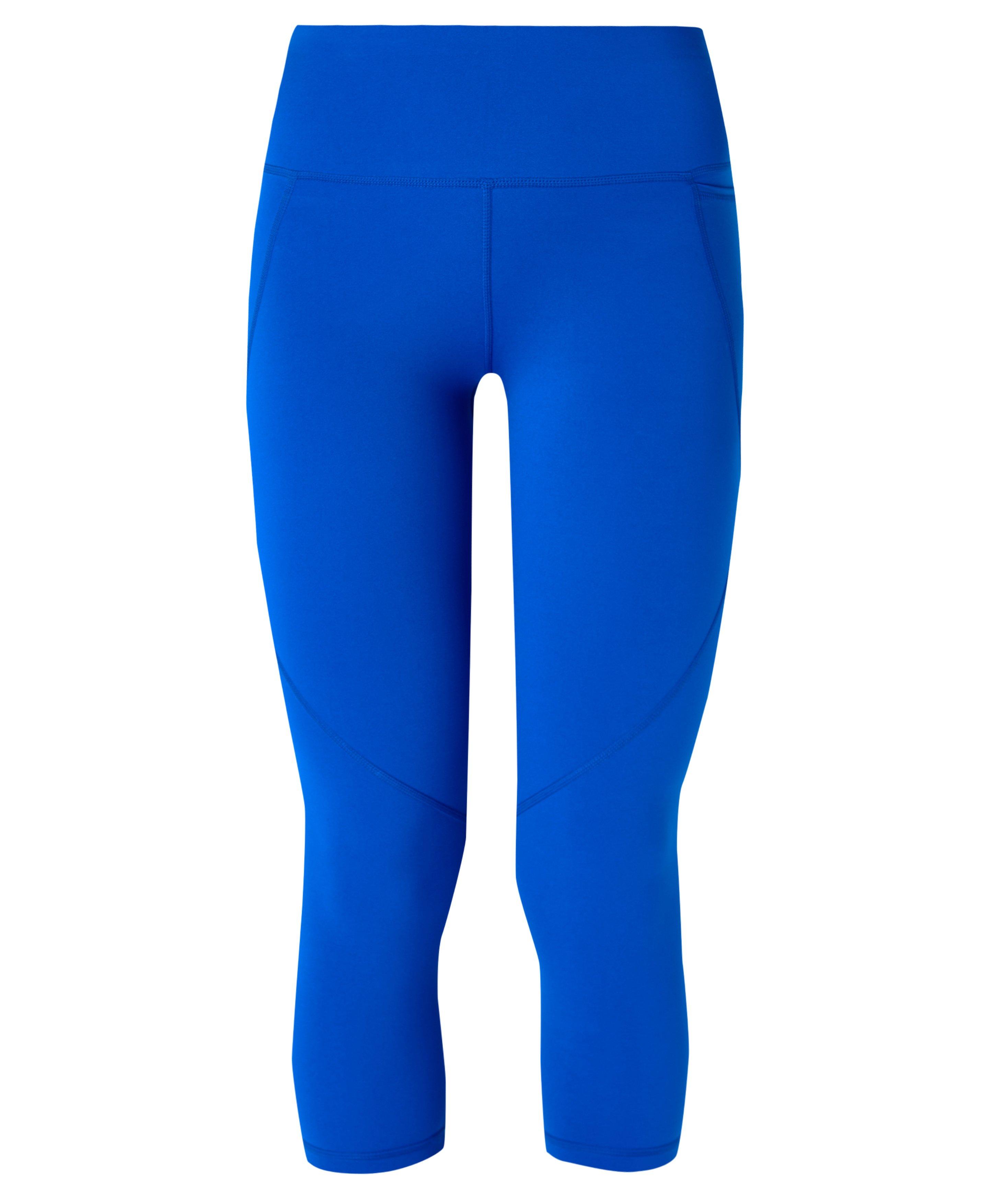 BALEAF Women's Capri Leggings Workout Yoga Running Capris High Waisted Pull  On Cropped Leggings with Pockets Steel Blue X-Large