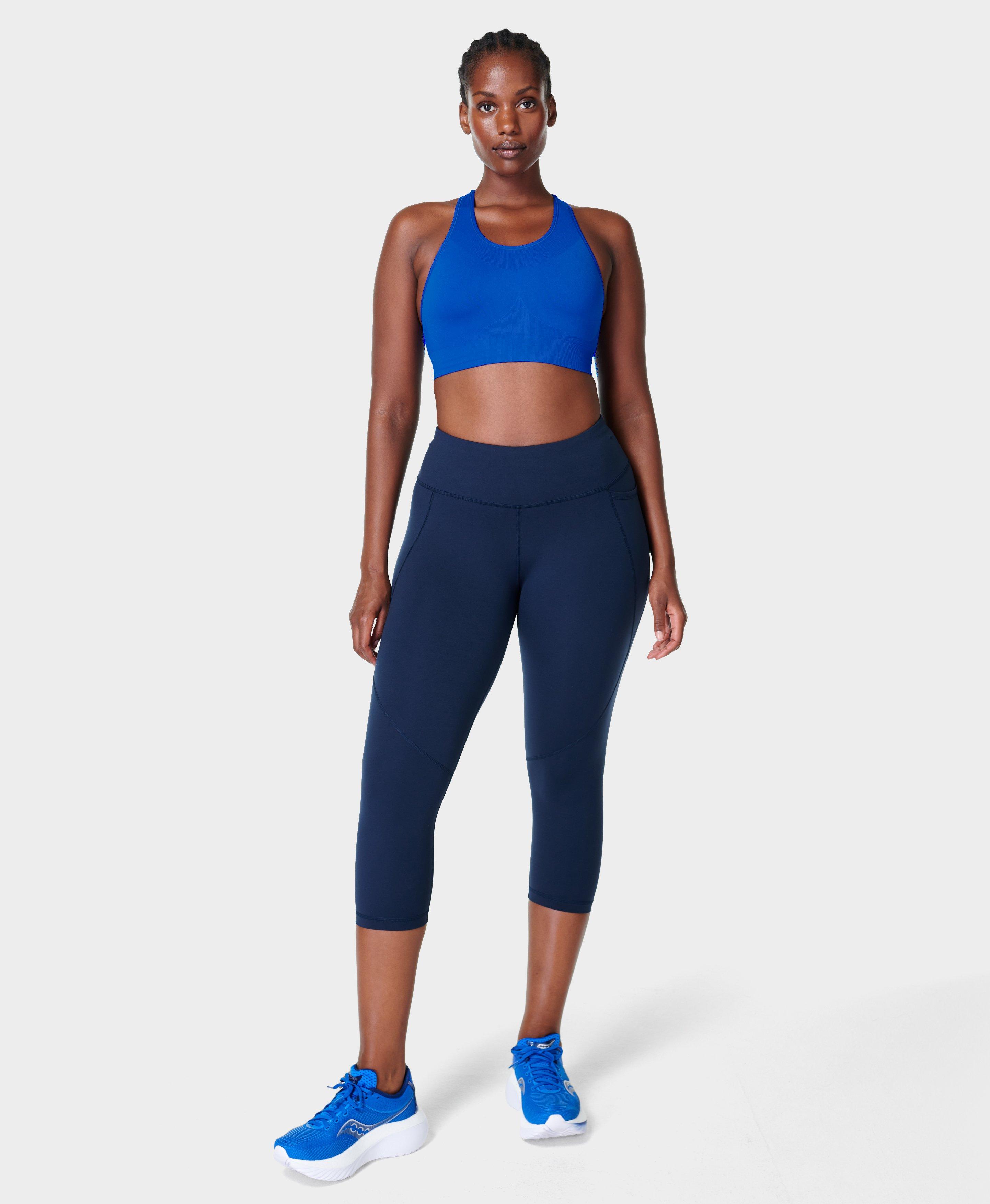 Power Cropped Gym Leggings - Navy Blue, Women's Leggings