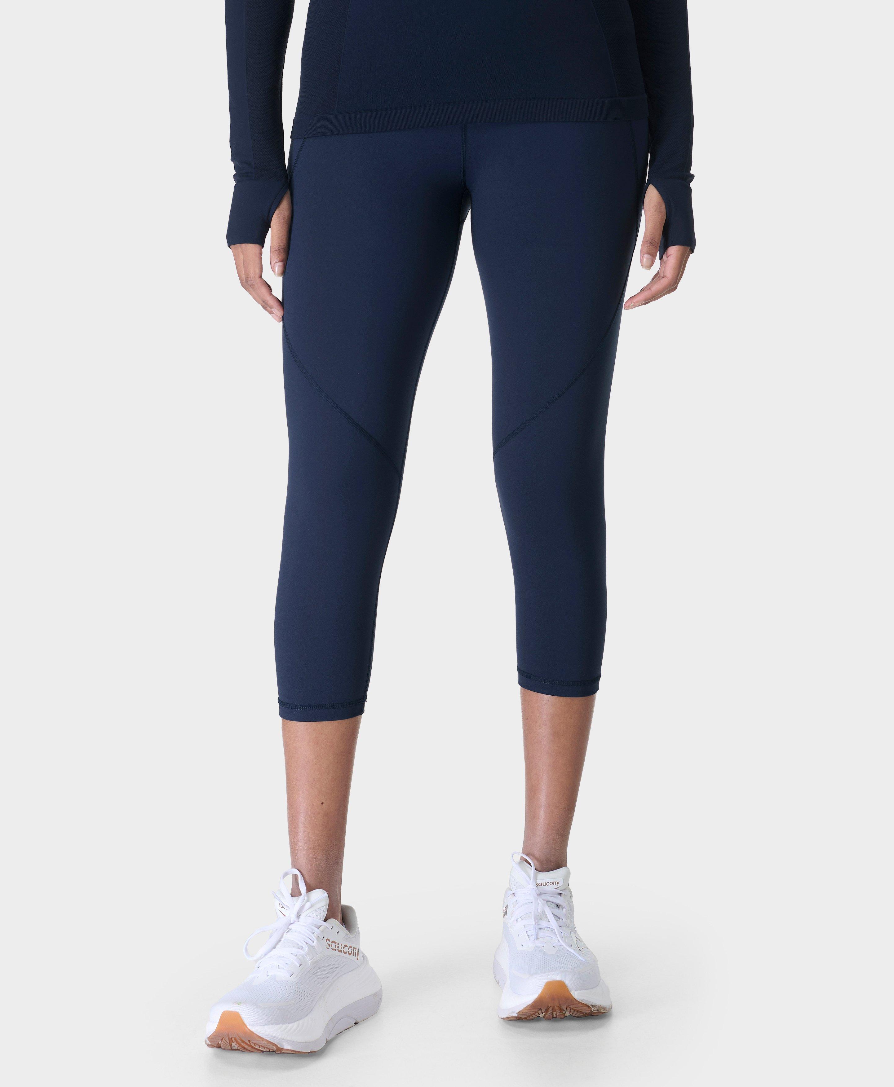 Power Cropped Workout Leggings - Navy Blue, Women's Leggings