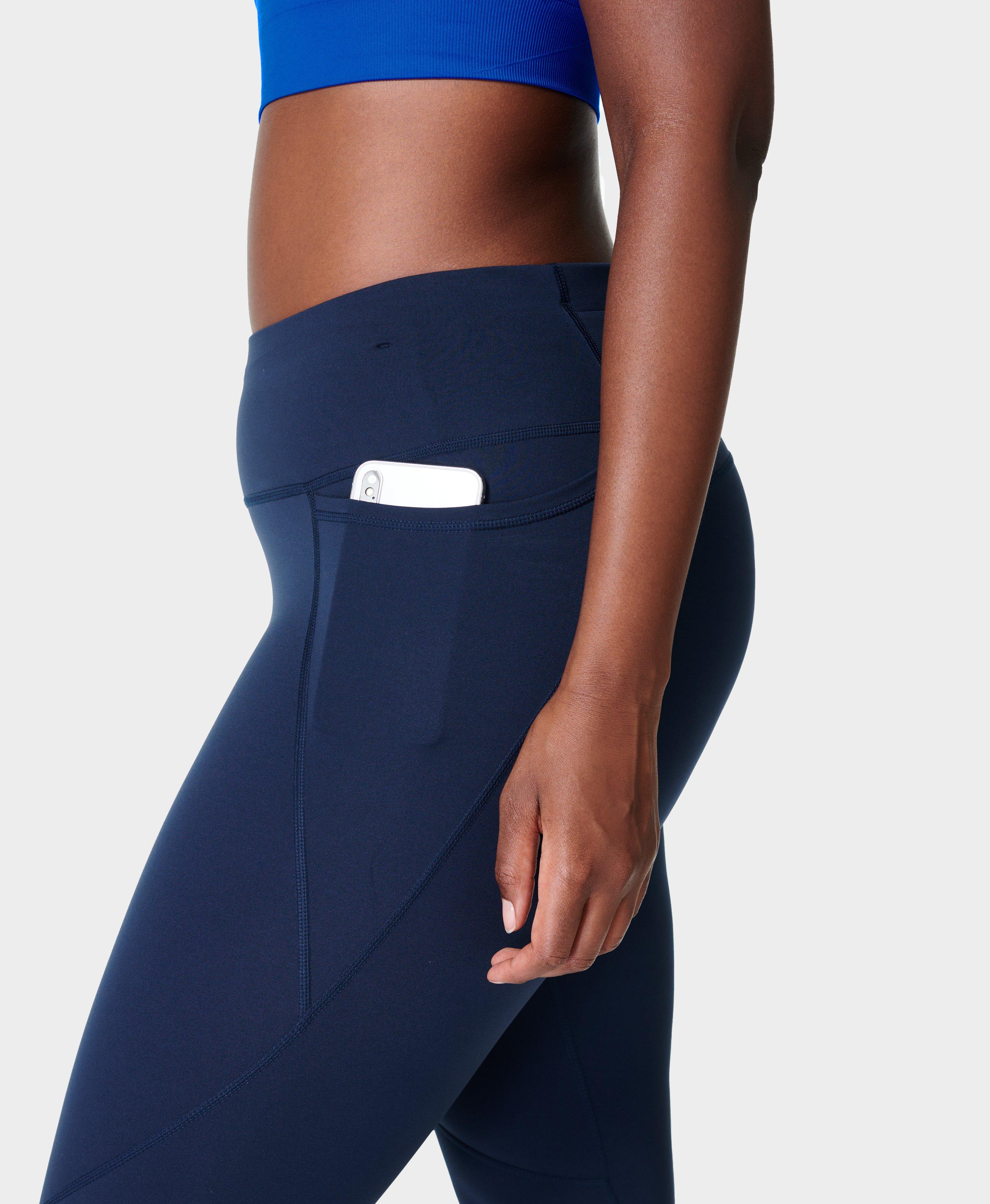 Power Cropped Gym Leggings - Navy Blue, Women's Leggings