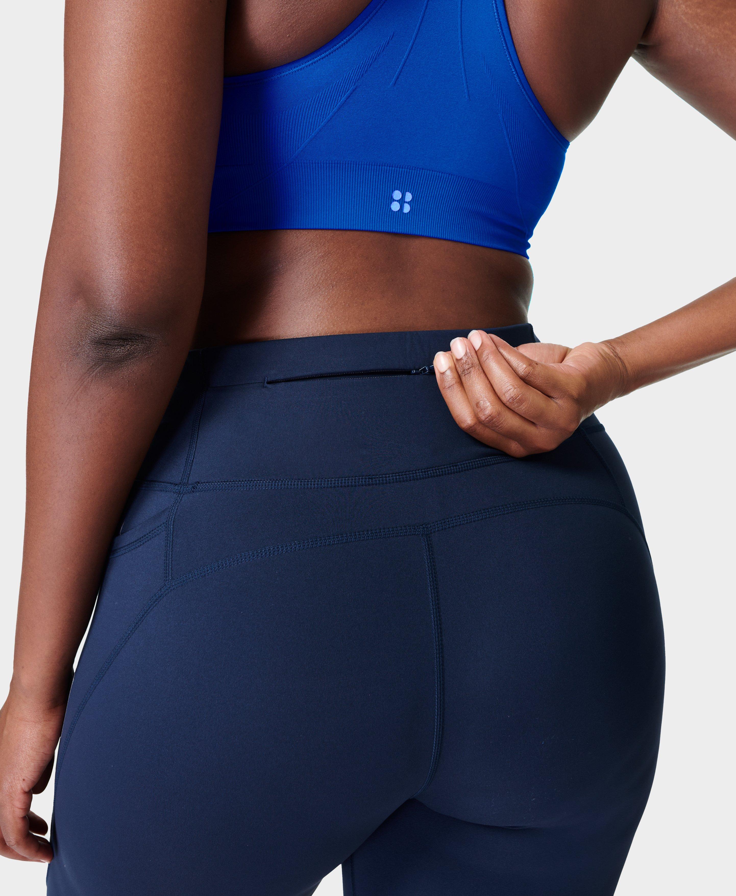 Cropped Workout Leggings High Stretch M-shaped Seam Sculpt Booty Gym Tights  With Phone Pocket