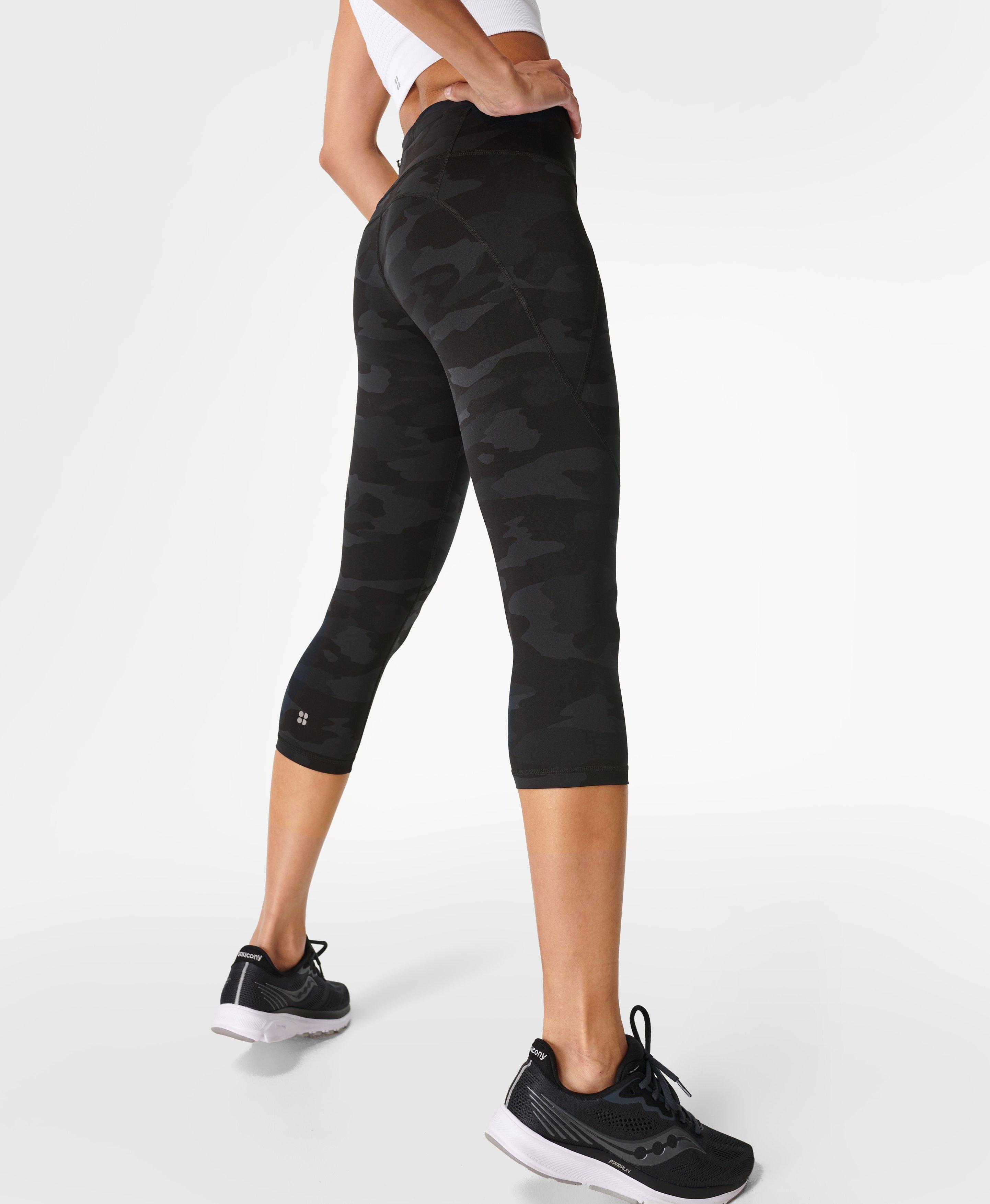 Power Cropped Gym Leggings - Ultra Black Camo Print, Women's Leggings