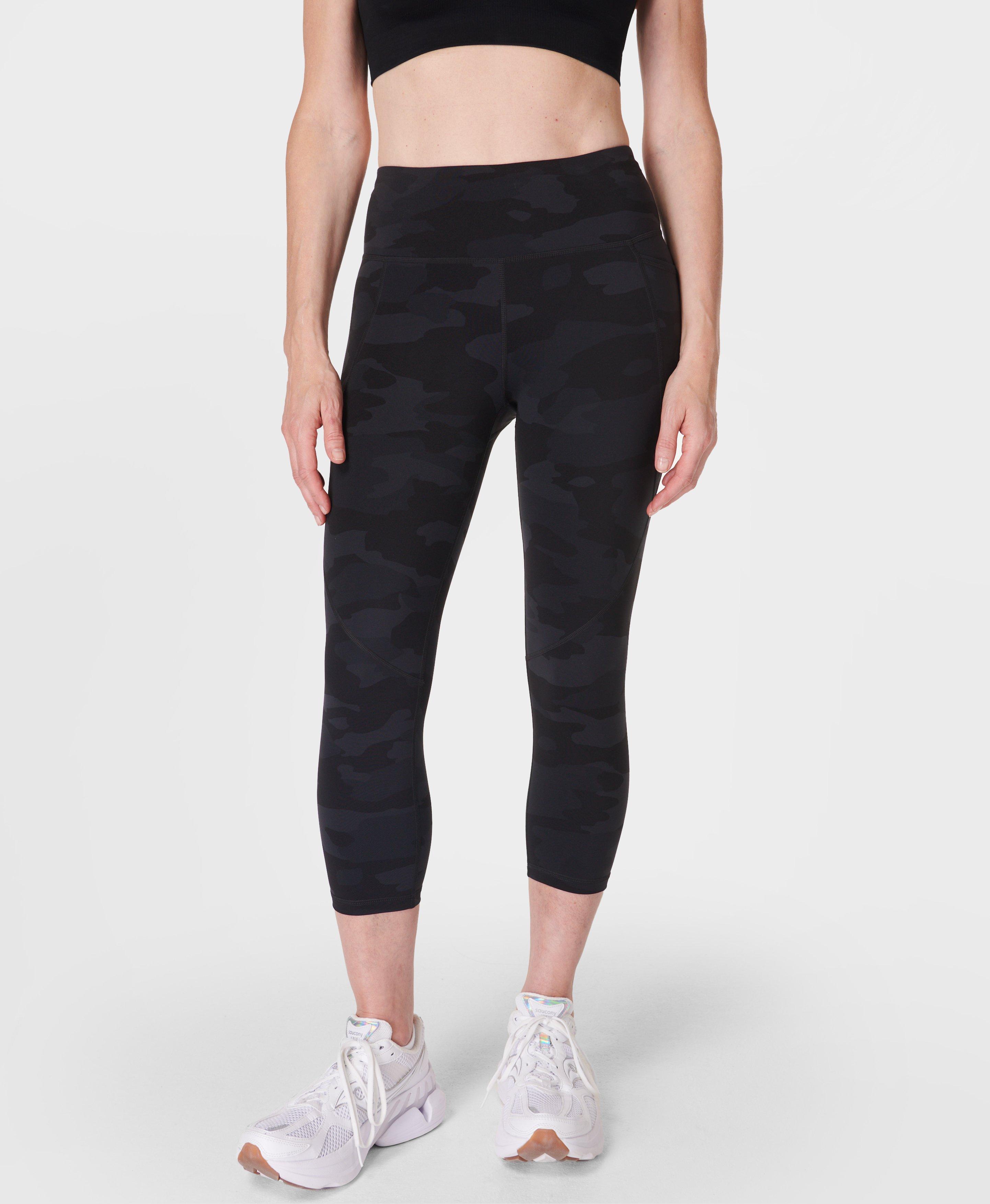 Power Cropped Workout Leggings - Ultra Black Camo Print