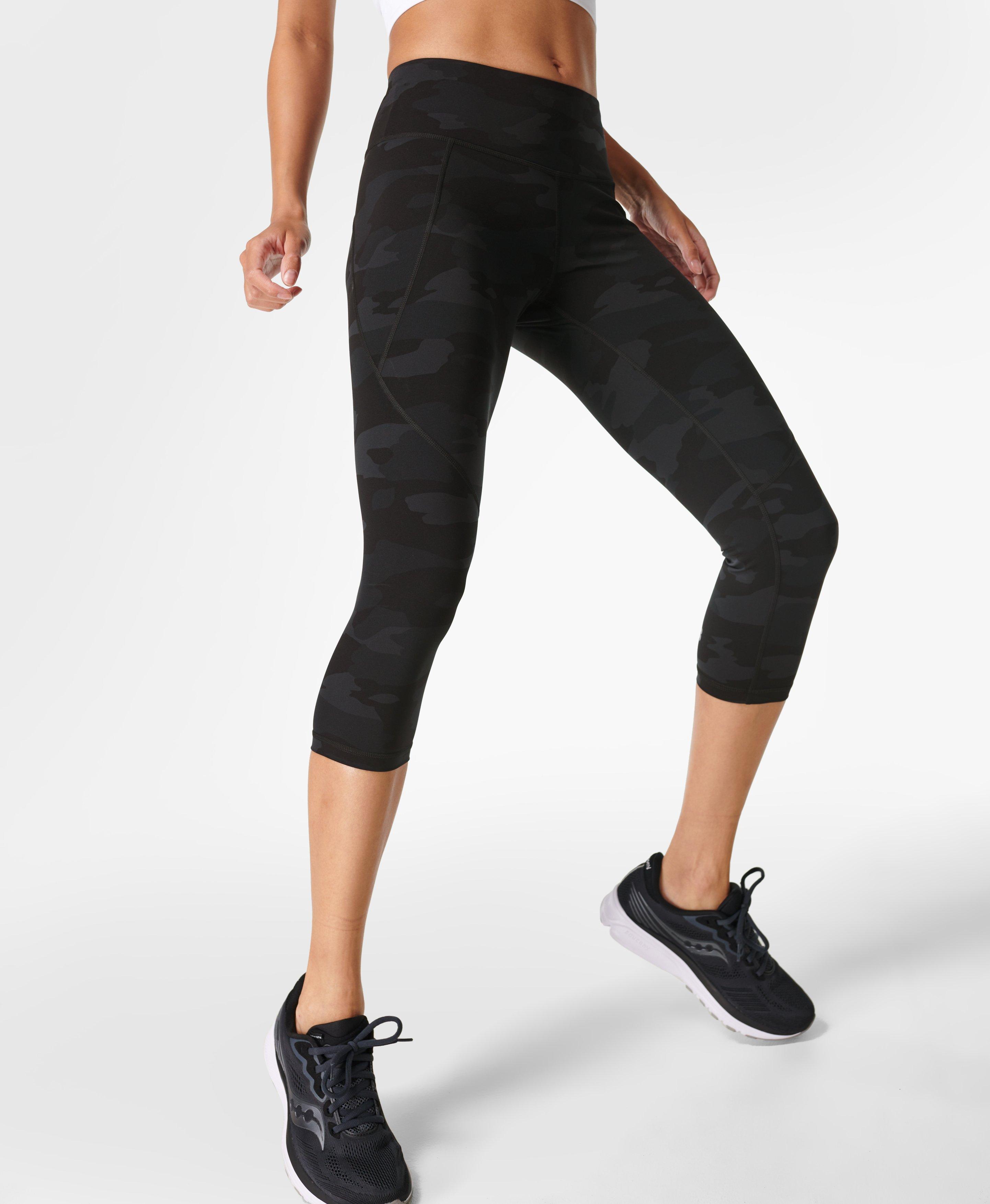 Power Cropped Workout Leggings - Ultra Black Camo Print, Women's Leggings
