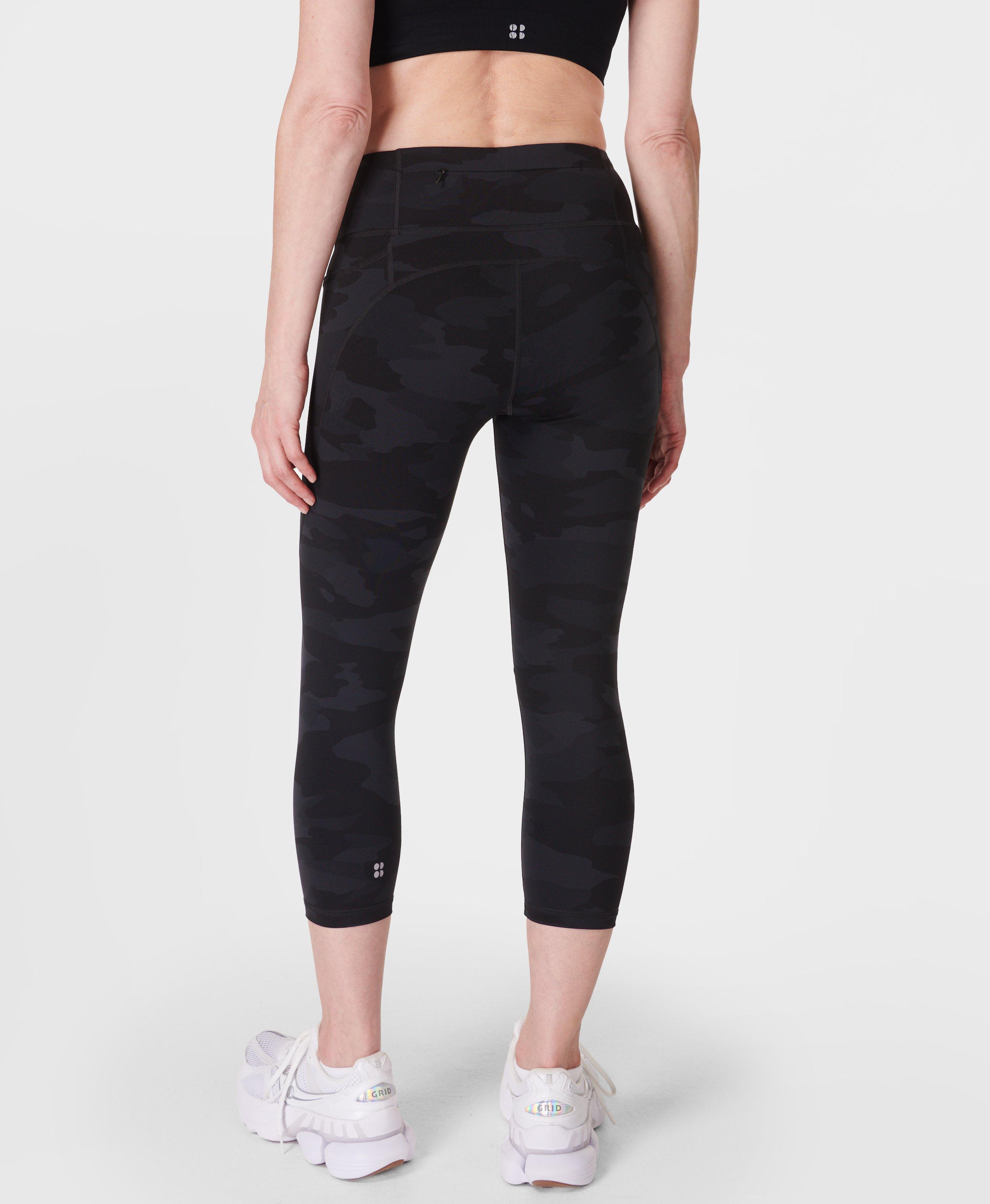 Power Cropped Workout Leggings - Ultra Black Camo Print, Women's Leggings