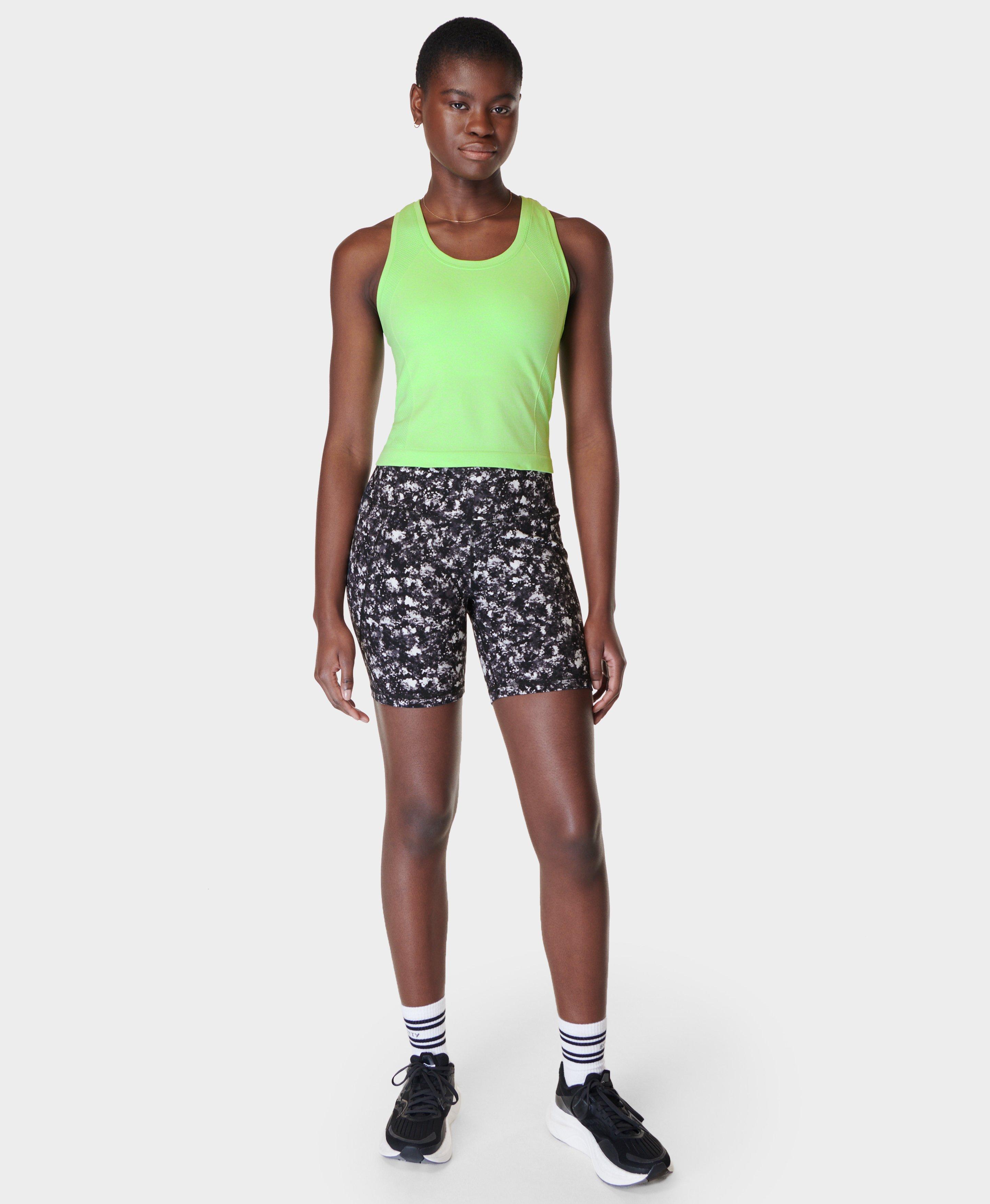 Power 6 Biker Shorts - Black Electric Texture Print, Women's Shorts +  Skorts