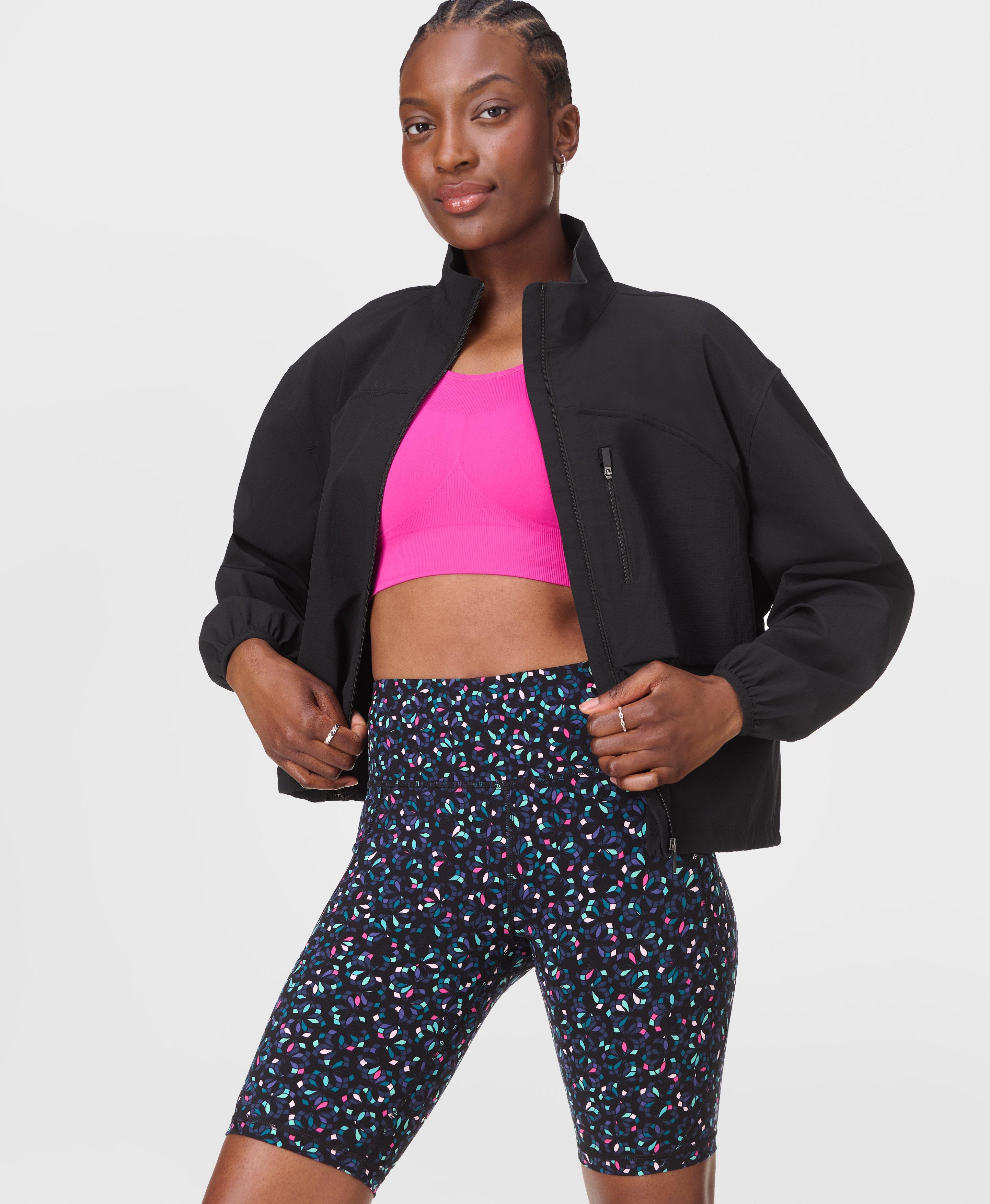 Sweaty Betty Power 9" Cycling Shorts, Black Floral Geo Print, Women's XL