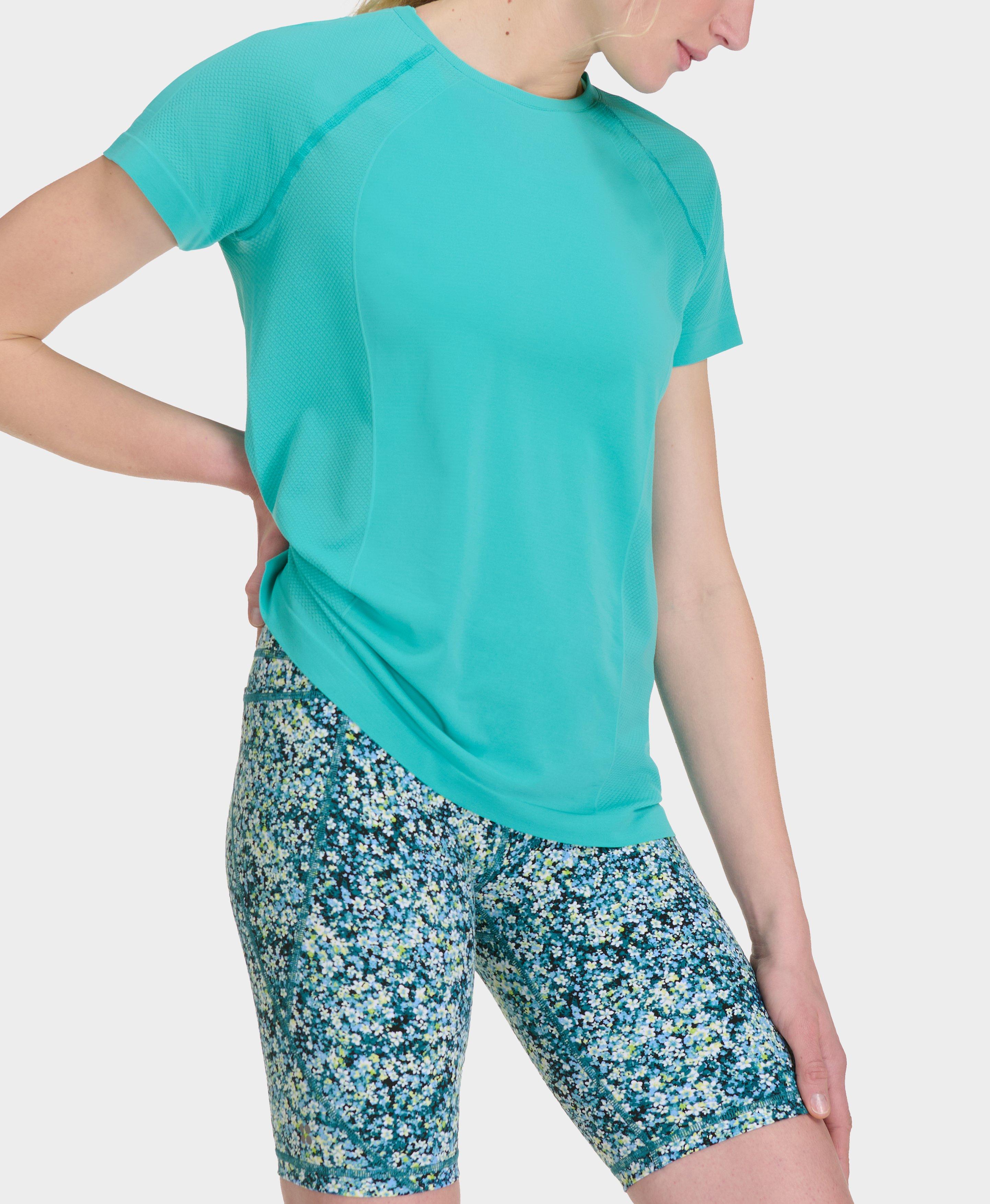 Sweaty Betty Power 9" Cycling Shorts, Blau Meadow Print, Damen M