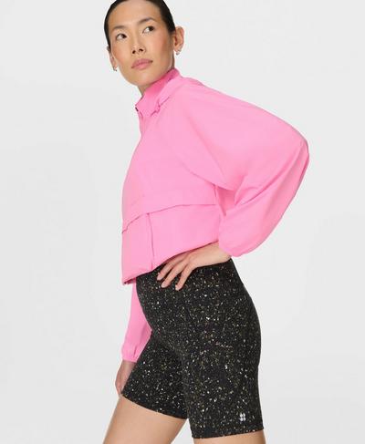 Power 6" Biker Shorts, Green Ditsy Terrain Print | Sweaty Betty