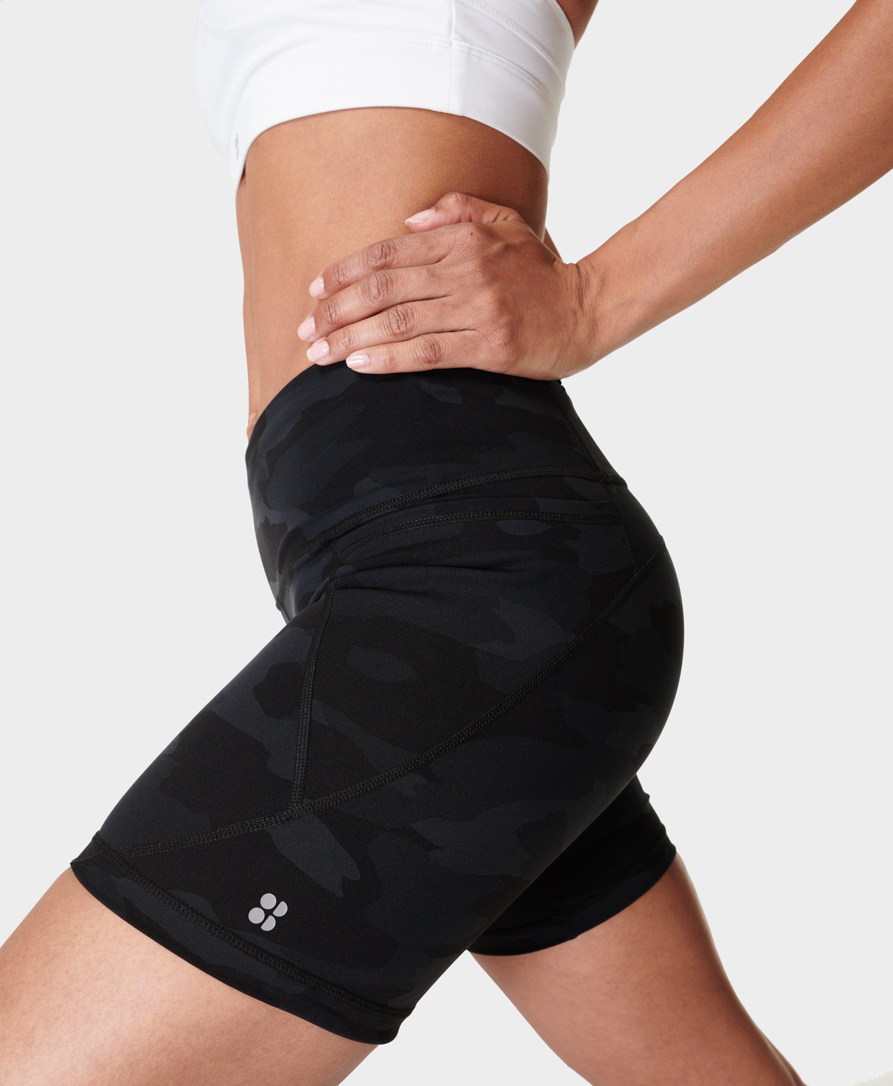 Power 6" Cycling Shorts, Ultra Black Camo Print | Sweaty Betty